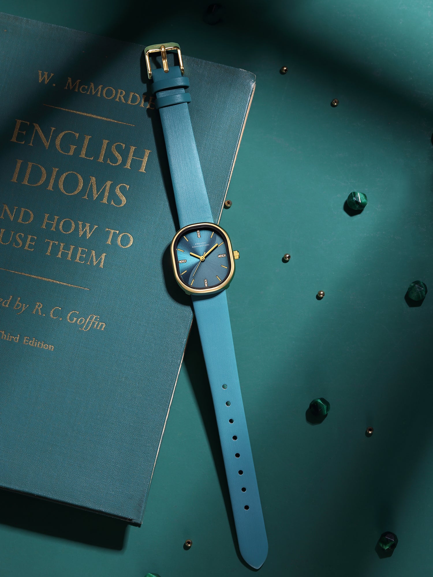 French Connection Éclora | Analog Display | Blue Sunray Dial | Blue Leather Strap | Watch for Women - FCU13GRL