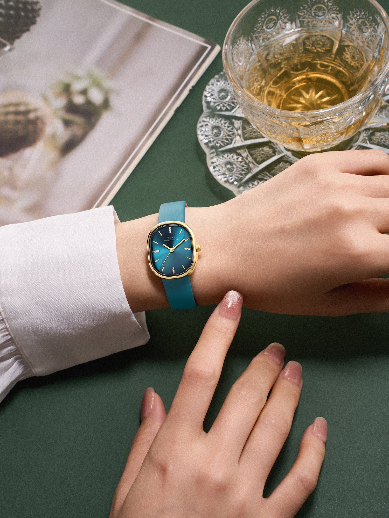 French Connection Éclora | Analog Display | Blue Sunray Dial | Blue Leather Strap | Watch for Women - FCU13GRL