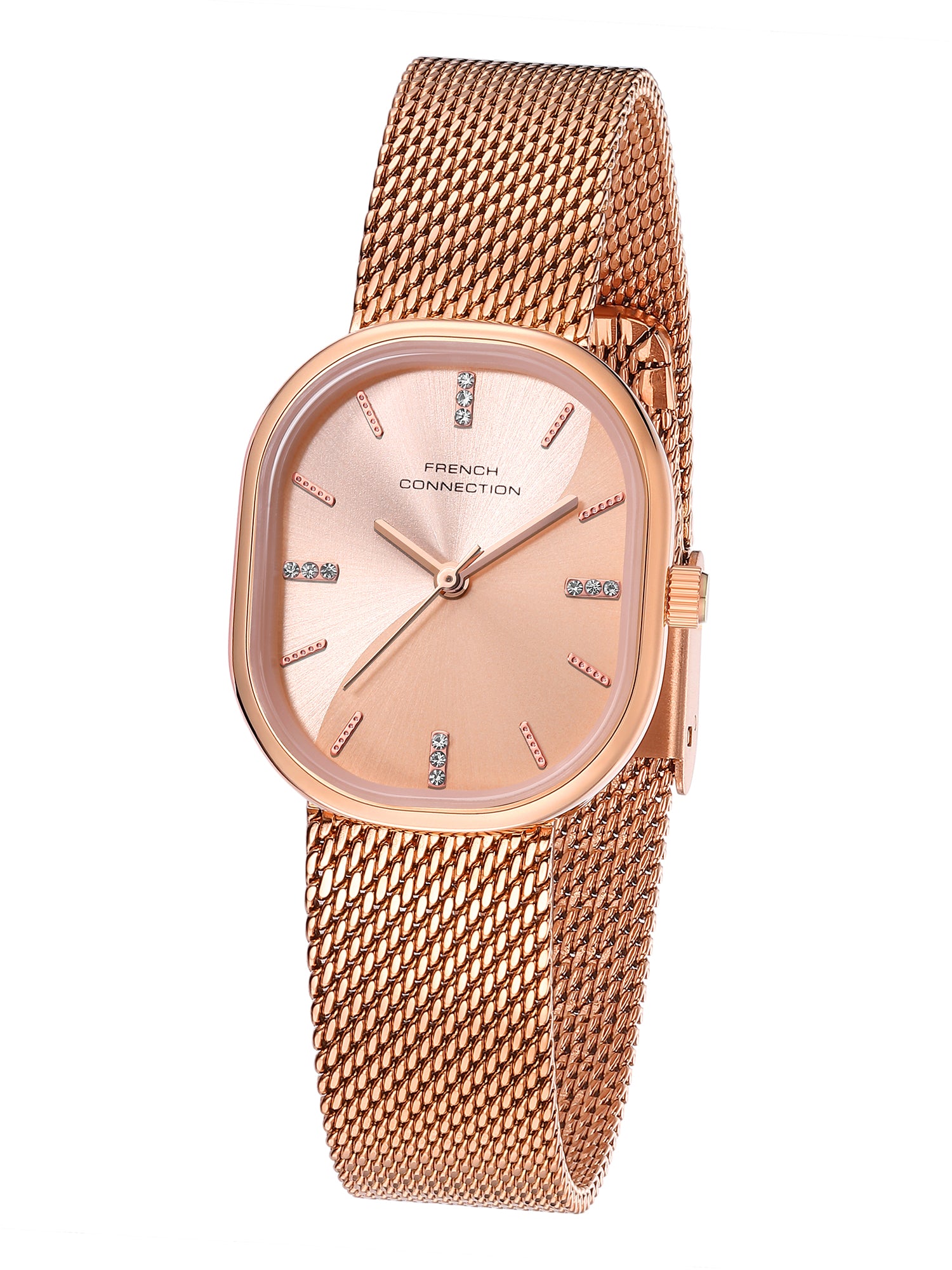 French Connection Éclora | Analog Display | Rose Gold Sunray Dial | Rose Gold Stainless Steel Strap | Watch for Women - FCU13RGM