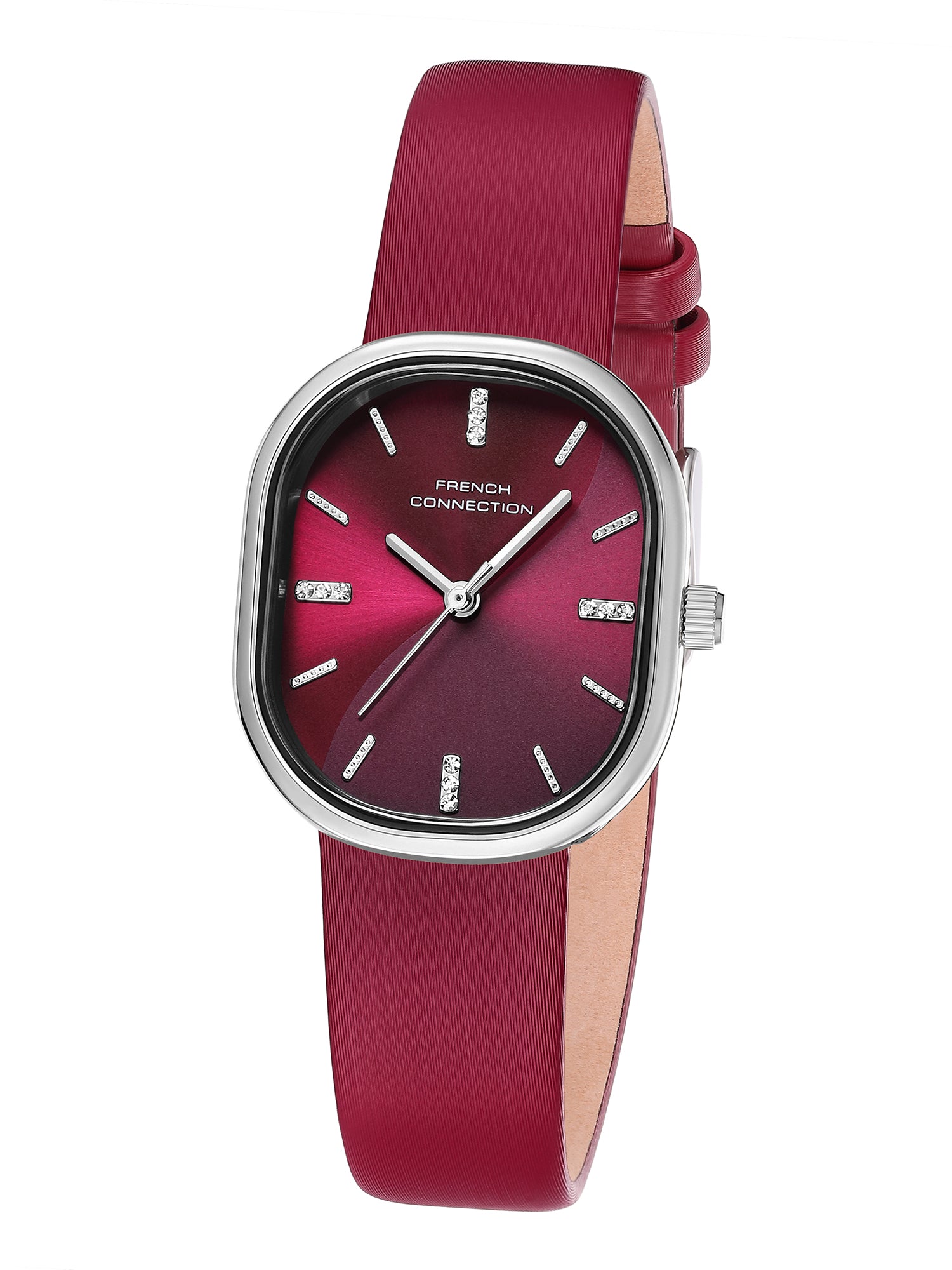 French Connection Éclora | Analog Display | Red Sunray Dial | Red Leather Strap | Watch for Women - FCU13RL
