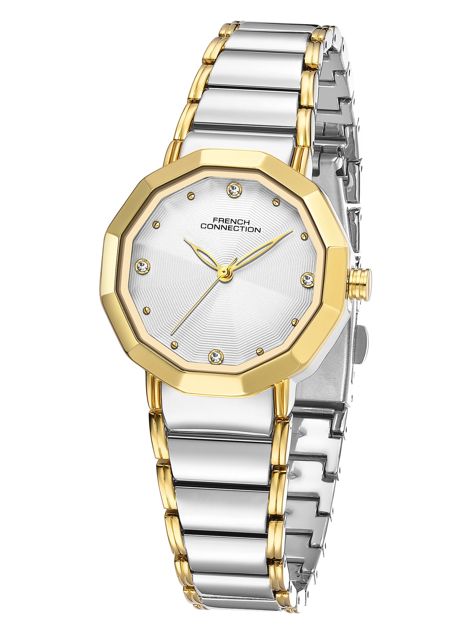 French Connection Aurette | Analog Display | Silver Dial | Gold Stainless Steel Strap | Watch for Women - FCU14STM
