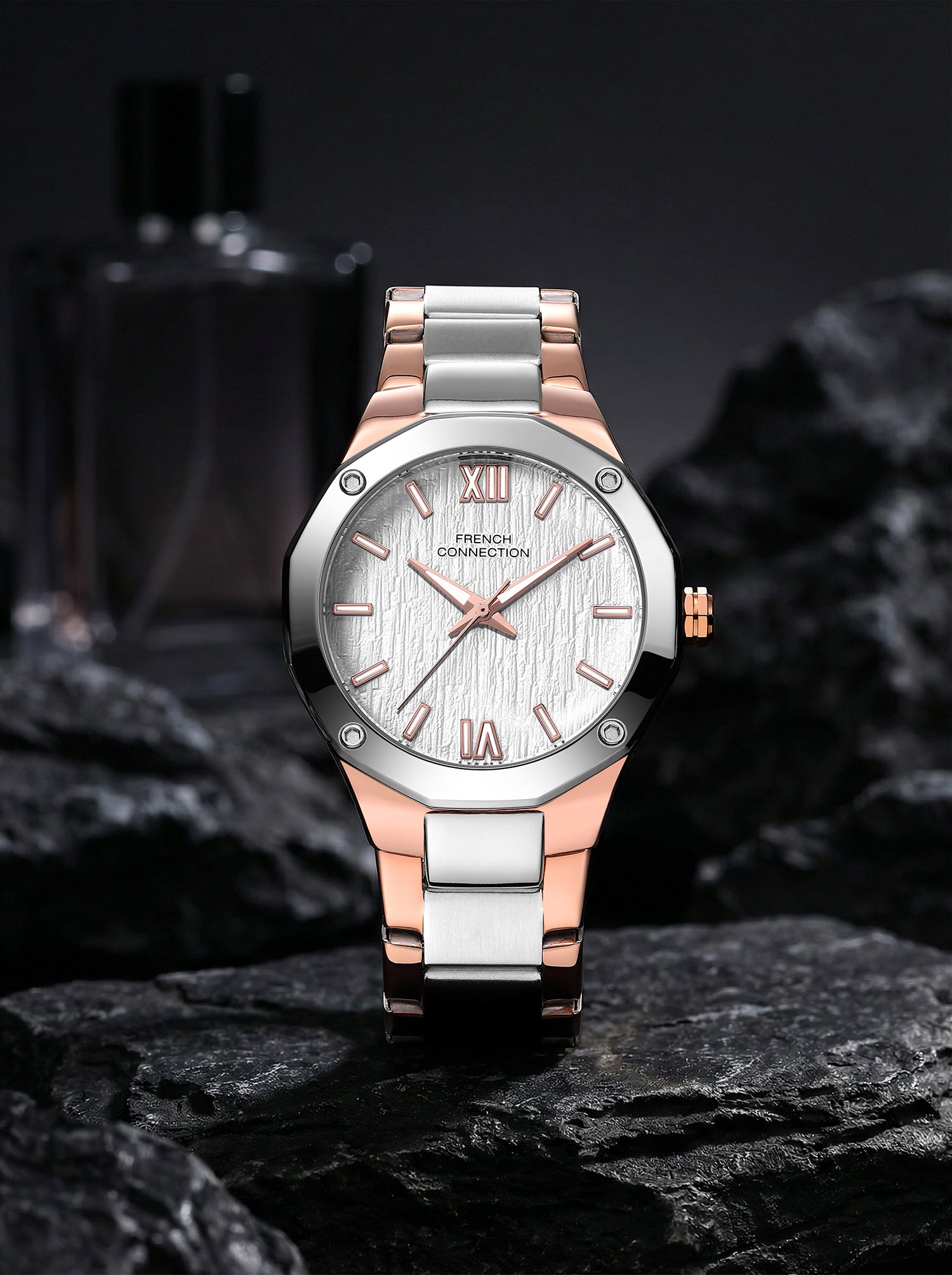 French Connection Roman Imperial | Analog Display | Silver Dial | Two Tone Stainless Steel Strap | Watch for Men - FCU15SRTM