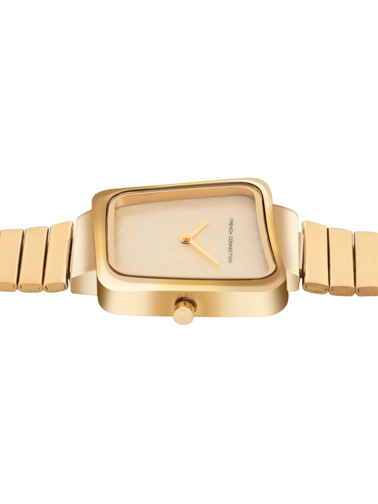 French Connection Mop Champagne Square Dial With Gold Stainless Steel Strap Watch - For Womens FCU6GM