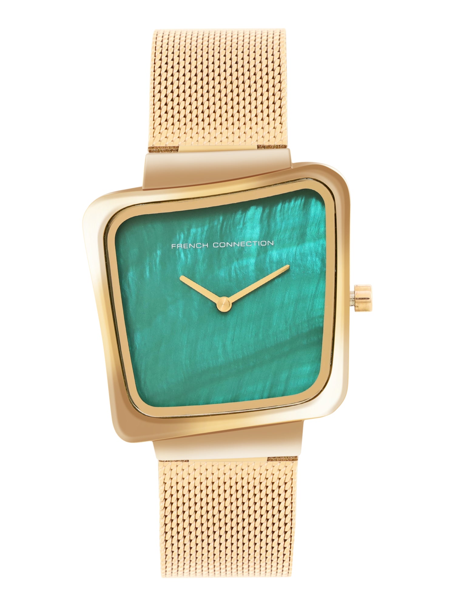 French Connection Mop Green Square Dial With  Gold Stainless Steel Strap Watch - For Womens FCU6NGM