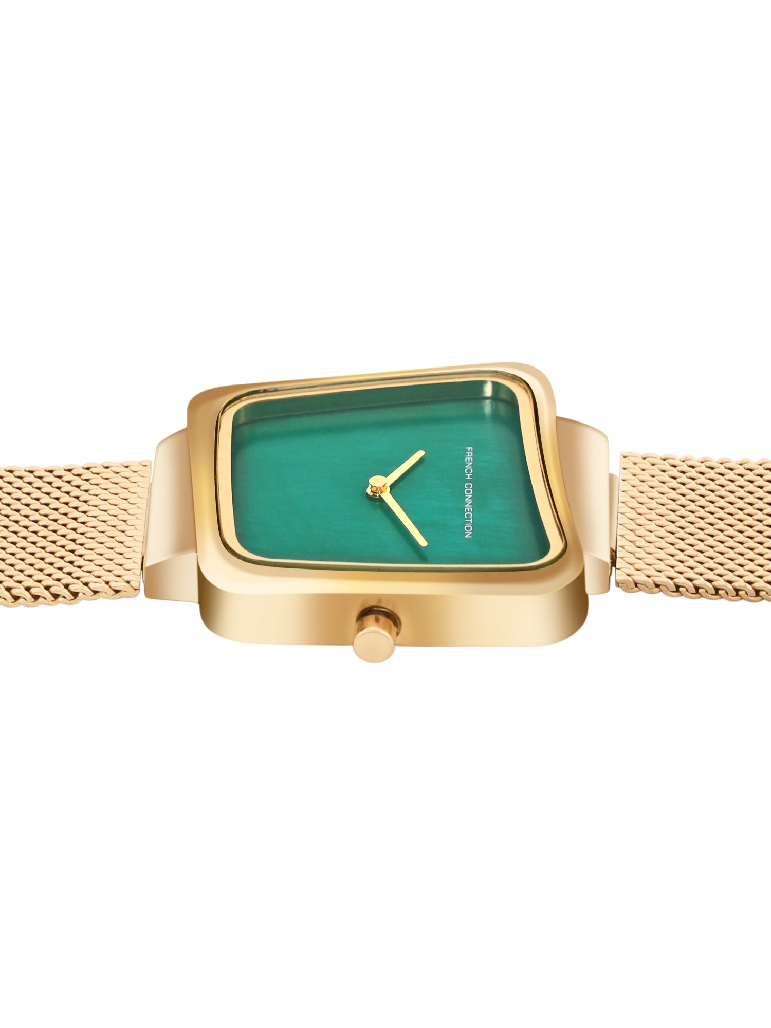 French Connection Mop Green Square Dial With Gold Stainless Steel Strap Watch - For Womens FCU6NGM