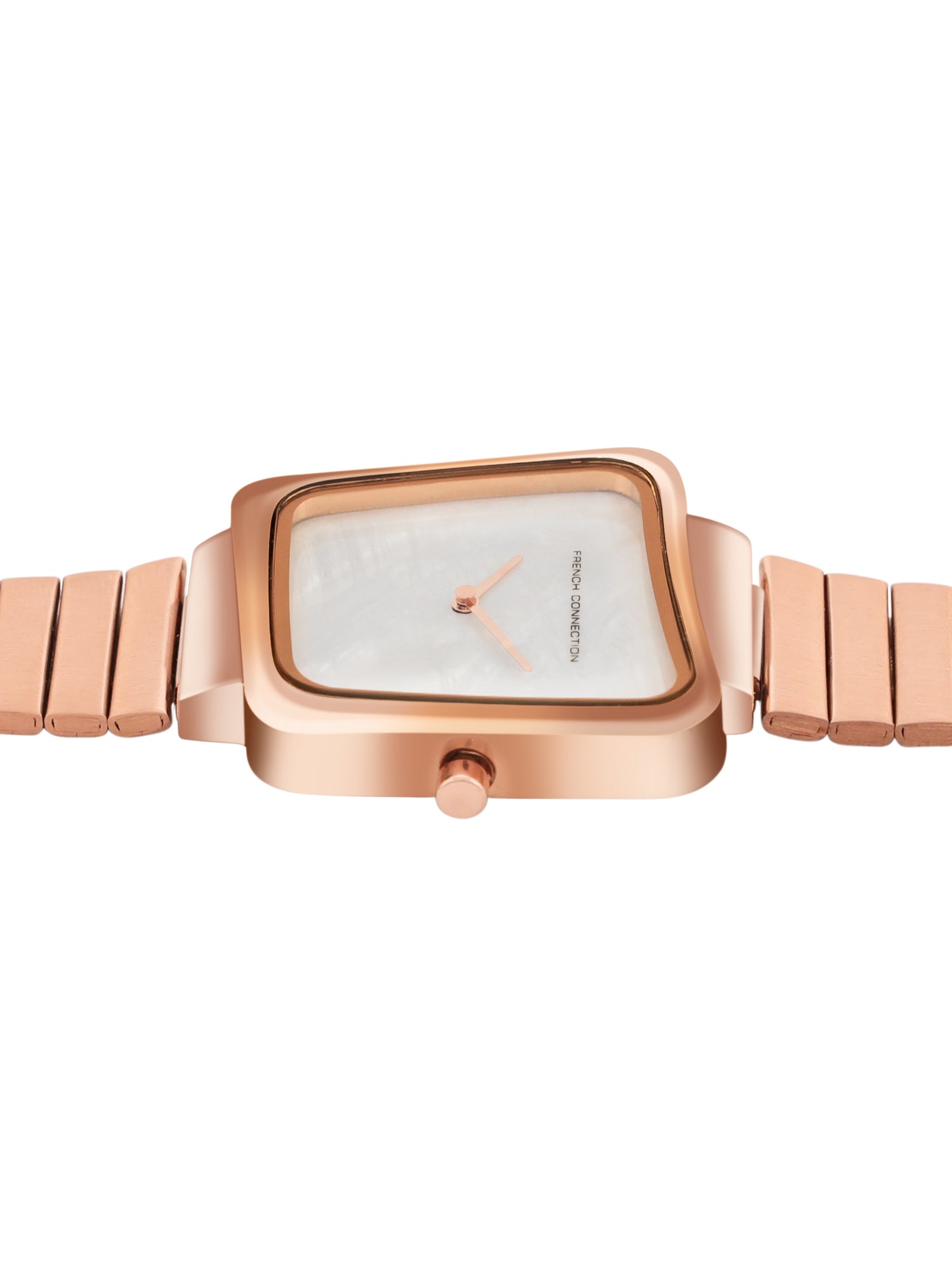 French Connection Mop White Square Dial With Rose Stainless Steel Strap Watch - For Womens FCU6SRGM