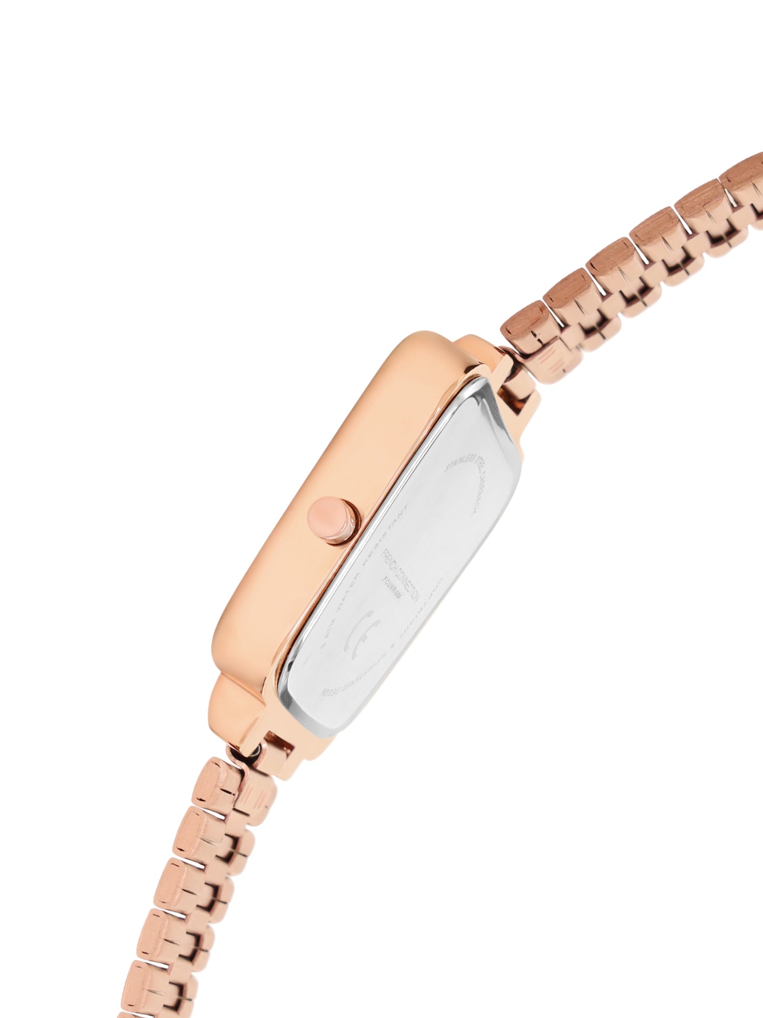 French Connection Mop White Square Dial With Rose Stainless Steel Strap Watch - For Womens FCU6SRGM