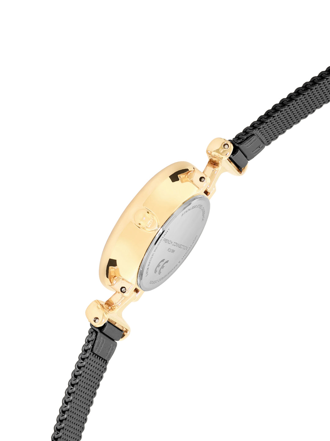 French Connection Sunray Black Round Dial With Black Stainless Steel Strap Watch - For Womens FCU7BM