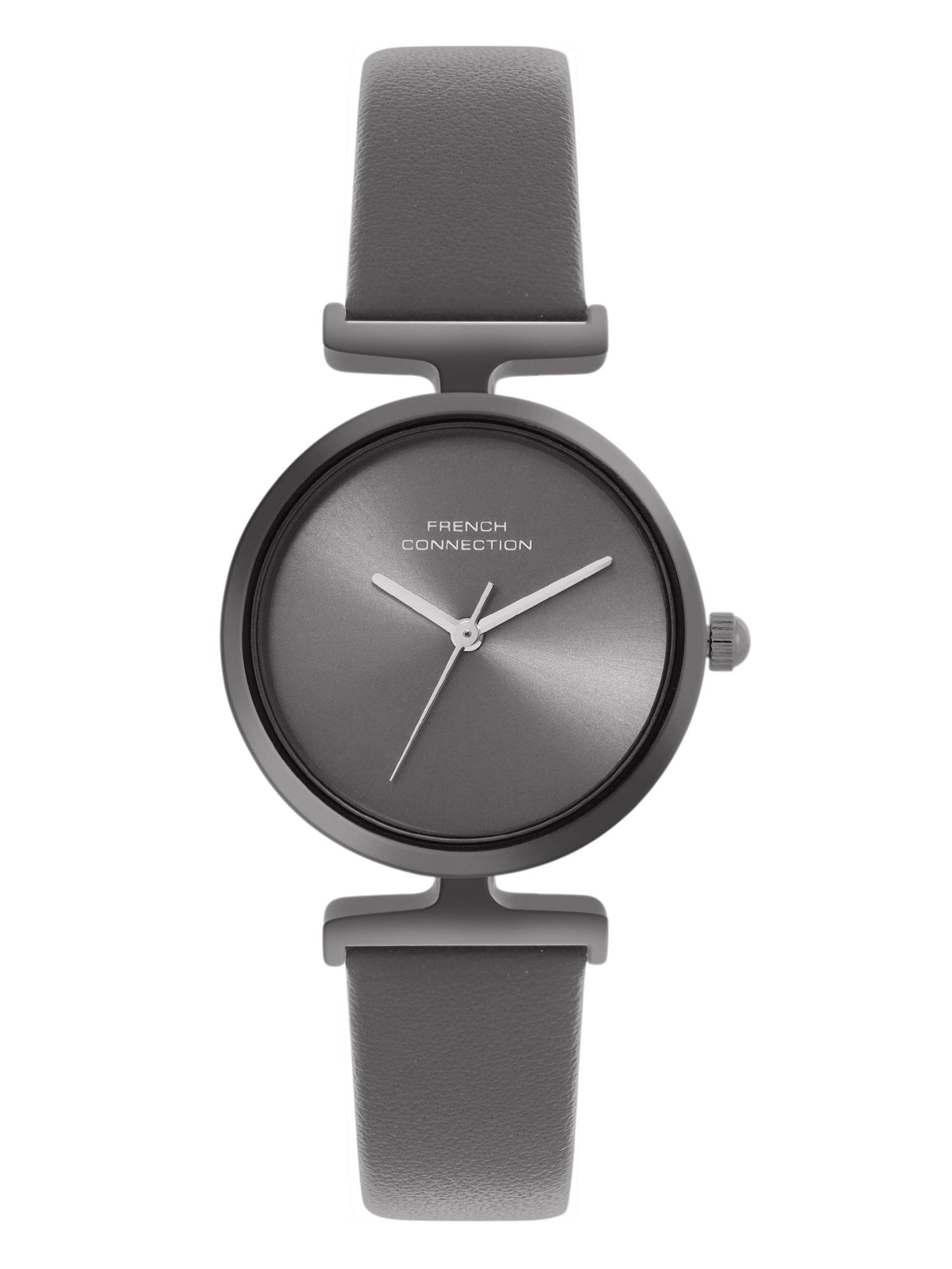 French Connection Sunray Grey Round Dial With Grey Leather Strap Watch - For Womens FCU7GNL