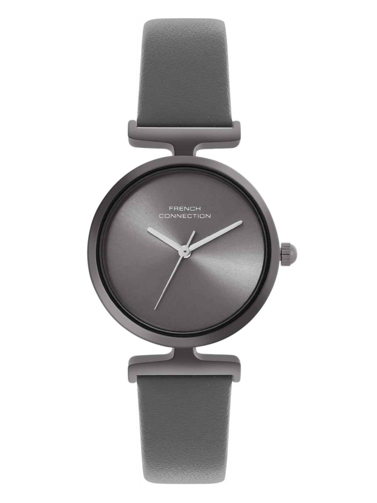 French Connection Sunray Grey Round Dial With Grey Leather Strap Watch - For Womens FCU7GNL