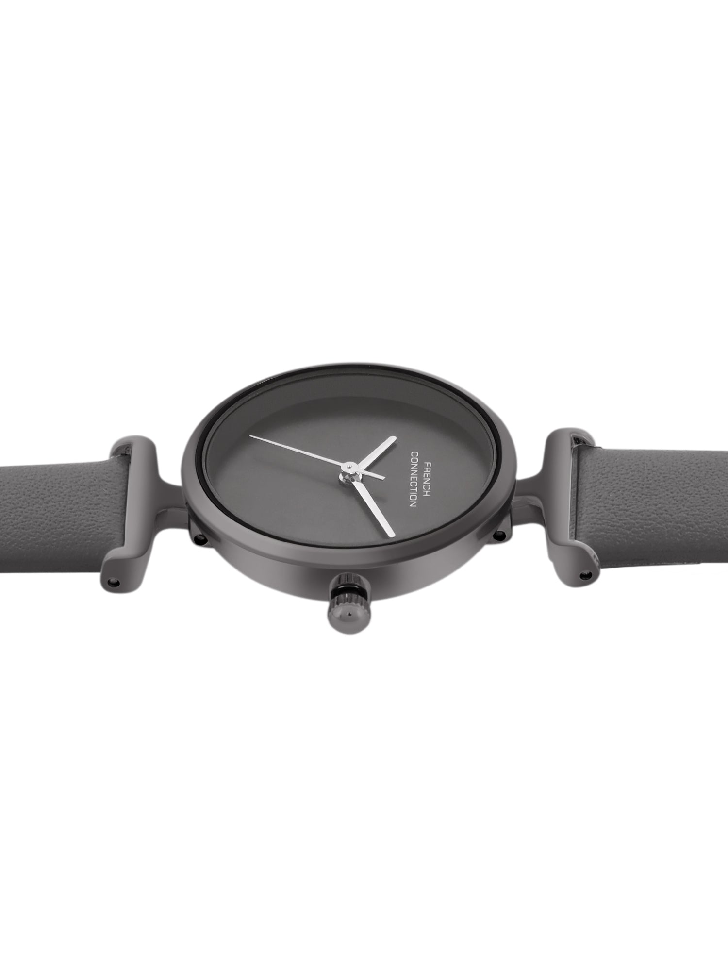 French Connection Sunray Grey Round Dial With Grey Leather Strap Watch - For Womens FCU7GNL