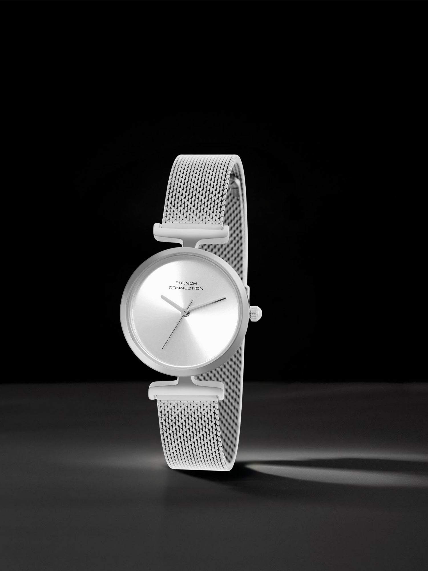 French Connection Sunray Silver Round Dial With Stainless Steel Strap Watch - For Womens FCU7SM