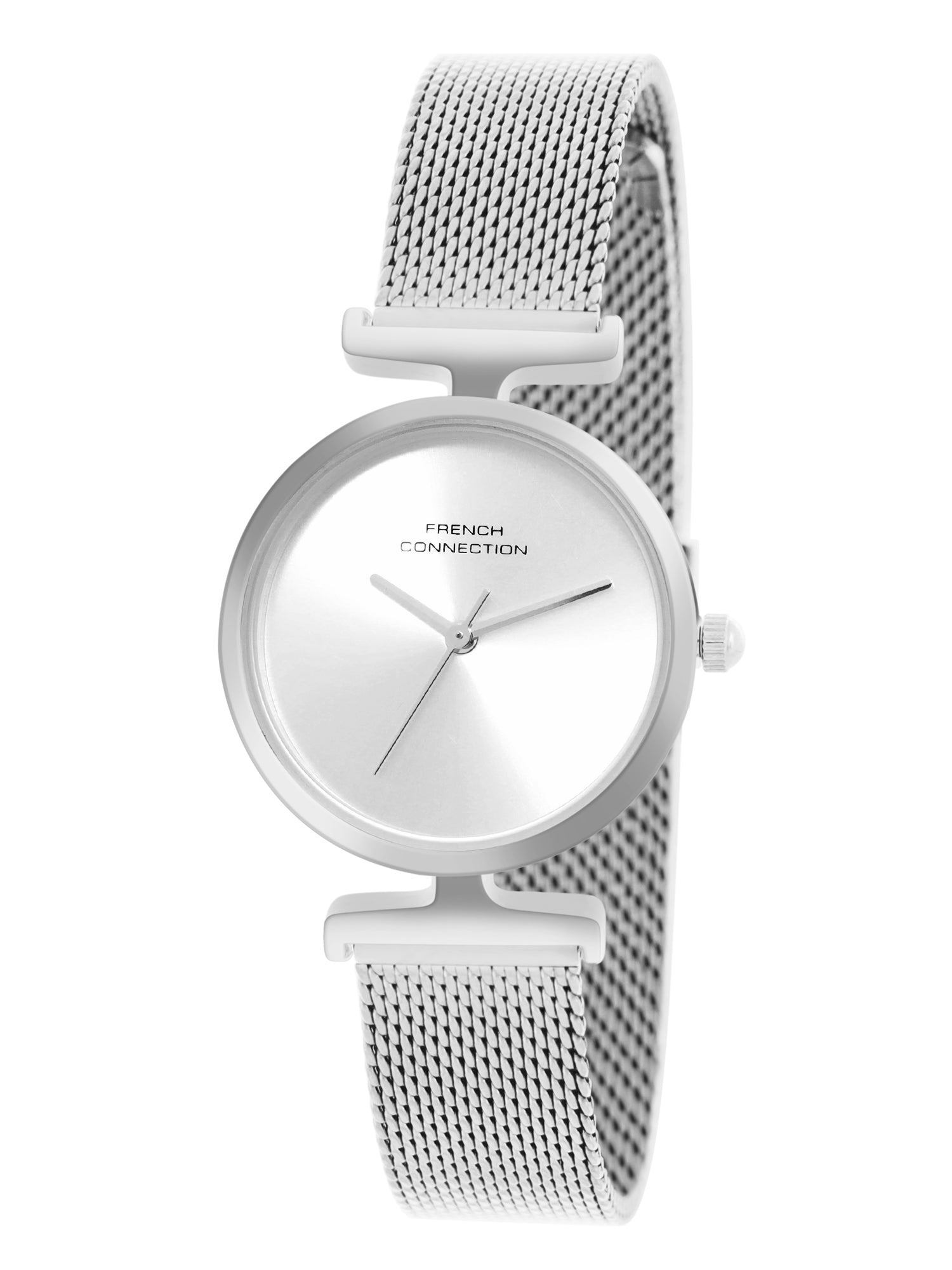 French Connection Sunray Silver Round Dial With Stainless Steel Strap Watch - For Womens FCU7SM