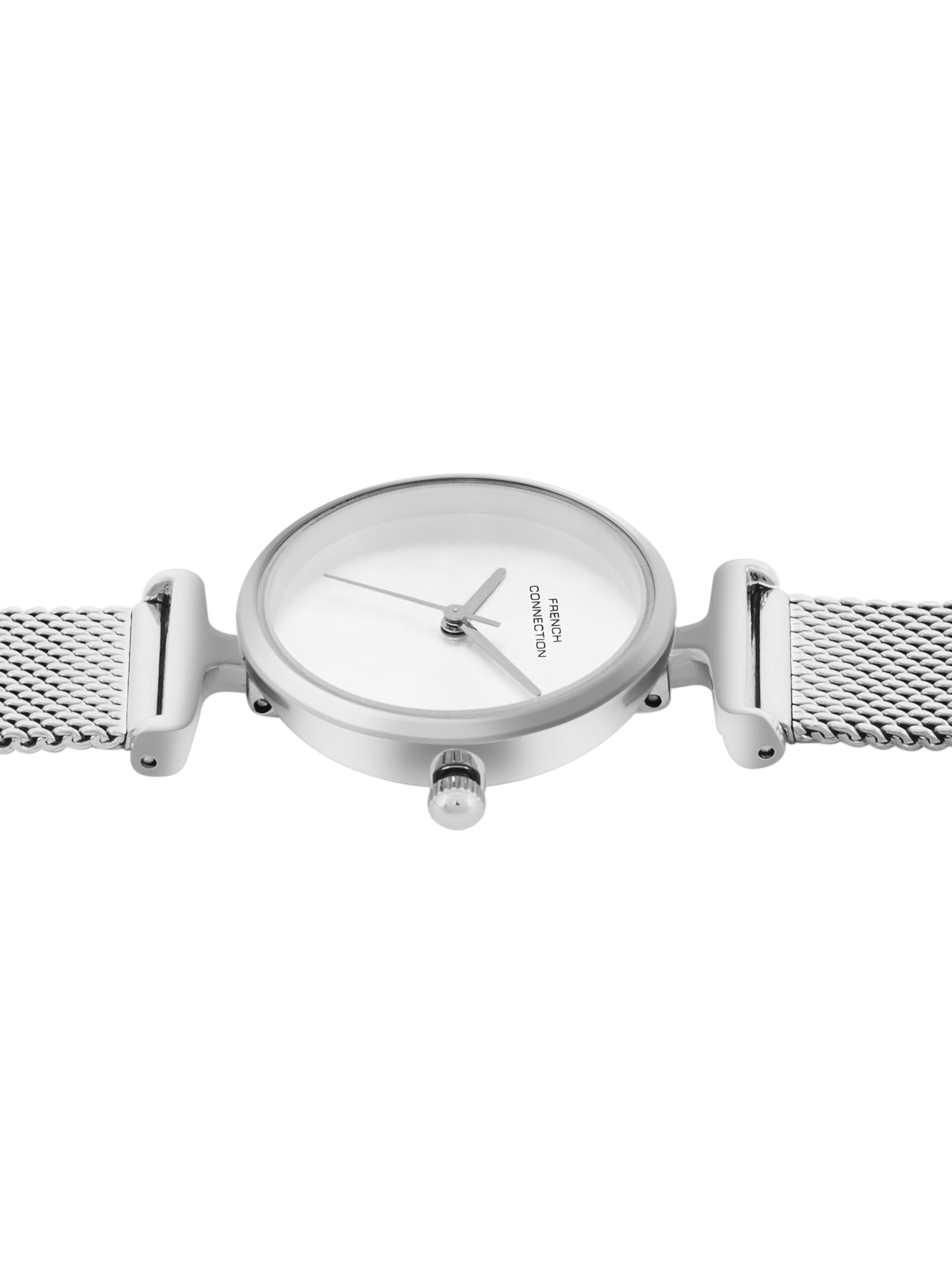 French Connection Sunray Silver Round Dial With Stainless Steel Strap Watch - For Womens FCU7SM