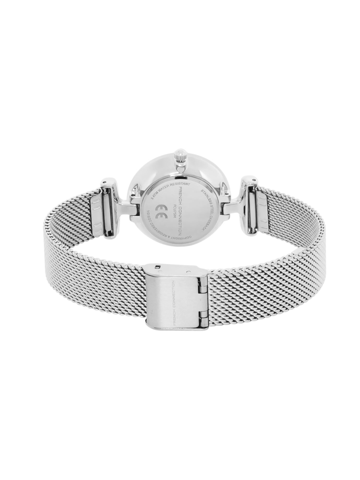 French Connection Sunray Silver Round Dial With Stainless Steel Strap Watch - For Womens FCU7SM