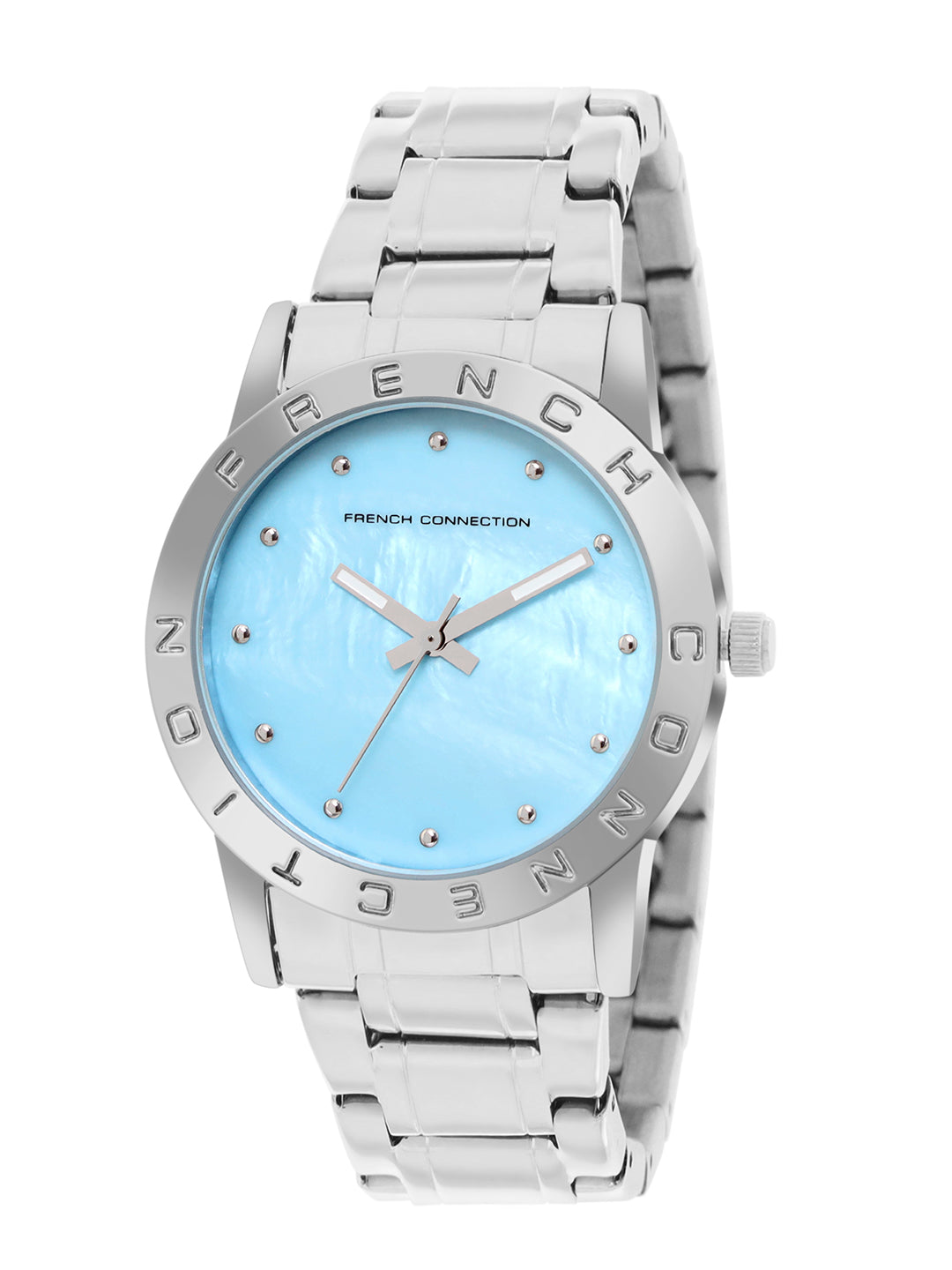 French Connection Mop Blue Round Dial With Stainless Steel Strap Watch - For Womens FCU8SM