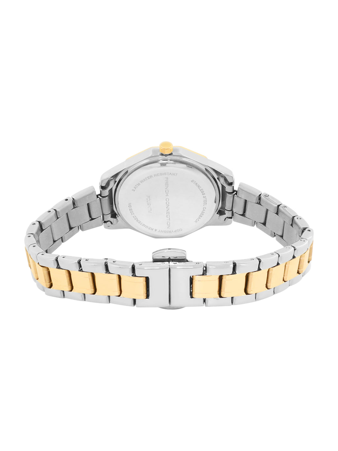 French Connection Mop Green Round Dial With Gold Two Tone Stainless Steel Strap Watch - For Womens FCU9NTM