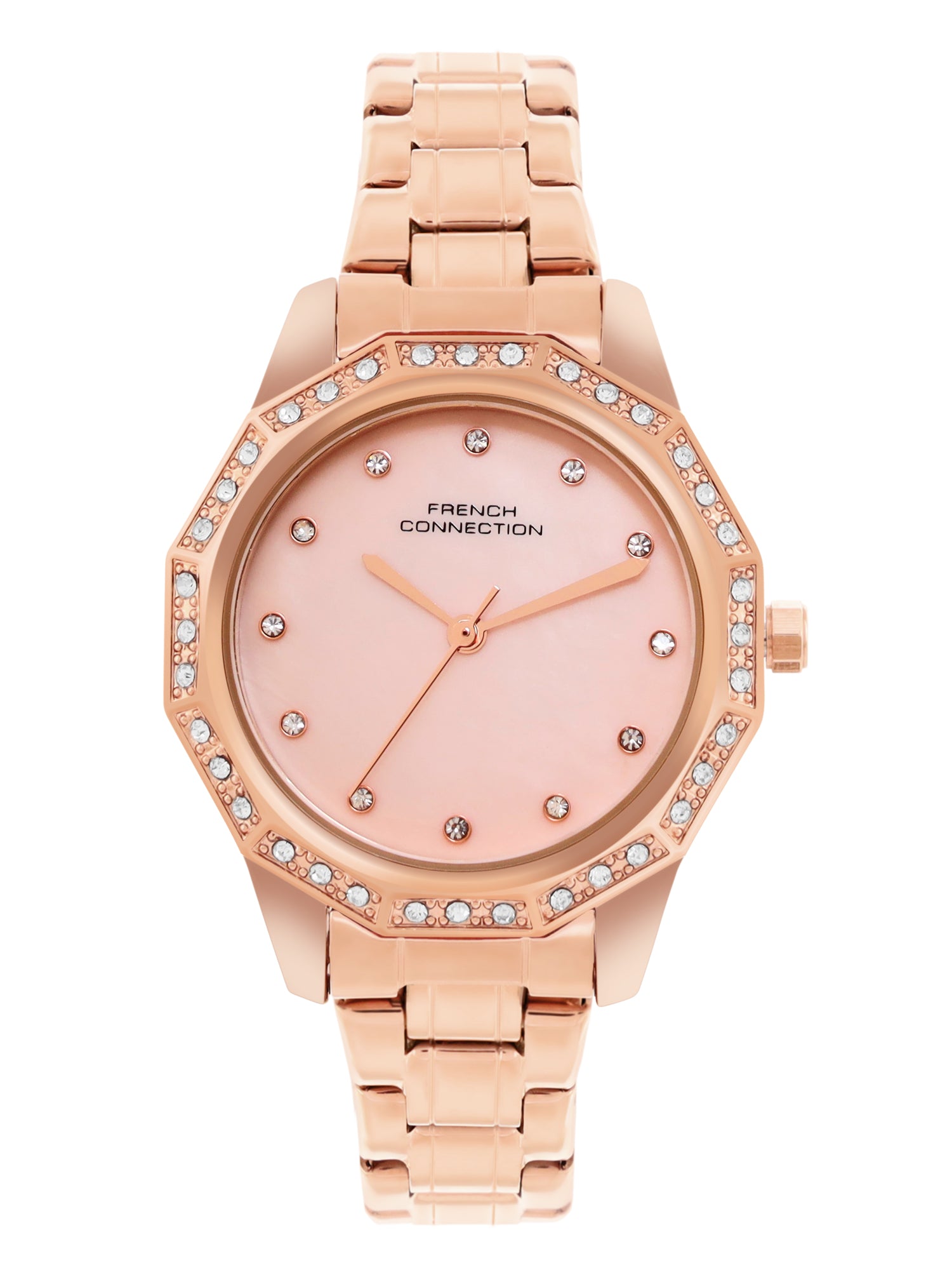 French Connection Mop Rosegold Round Dial With Rose Stainless Steel Strap Watch - For Womens FCU9RGM