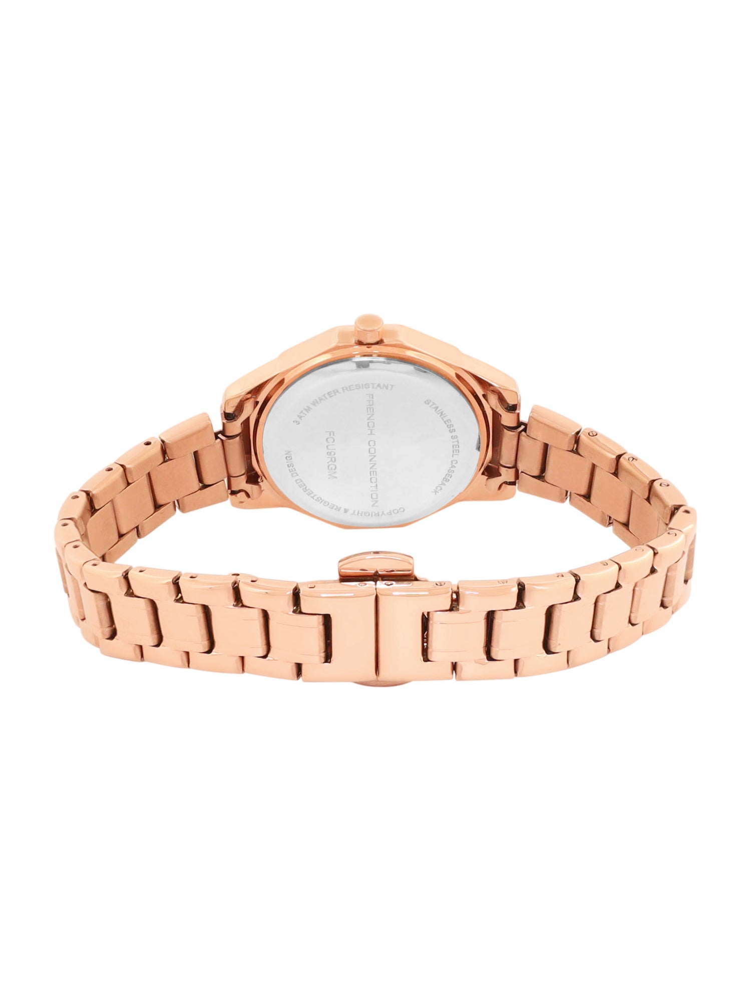 French Connection Mop Rosegold Round Dial With Rose Stainless Steel Strap Watch - For Womens FCU9RGM