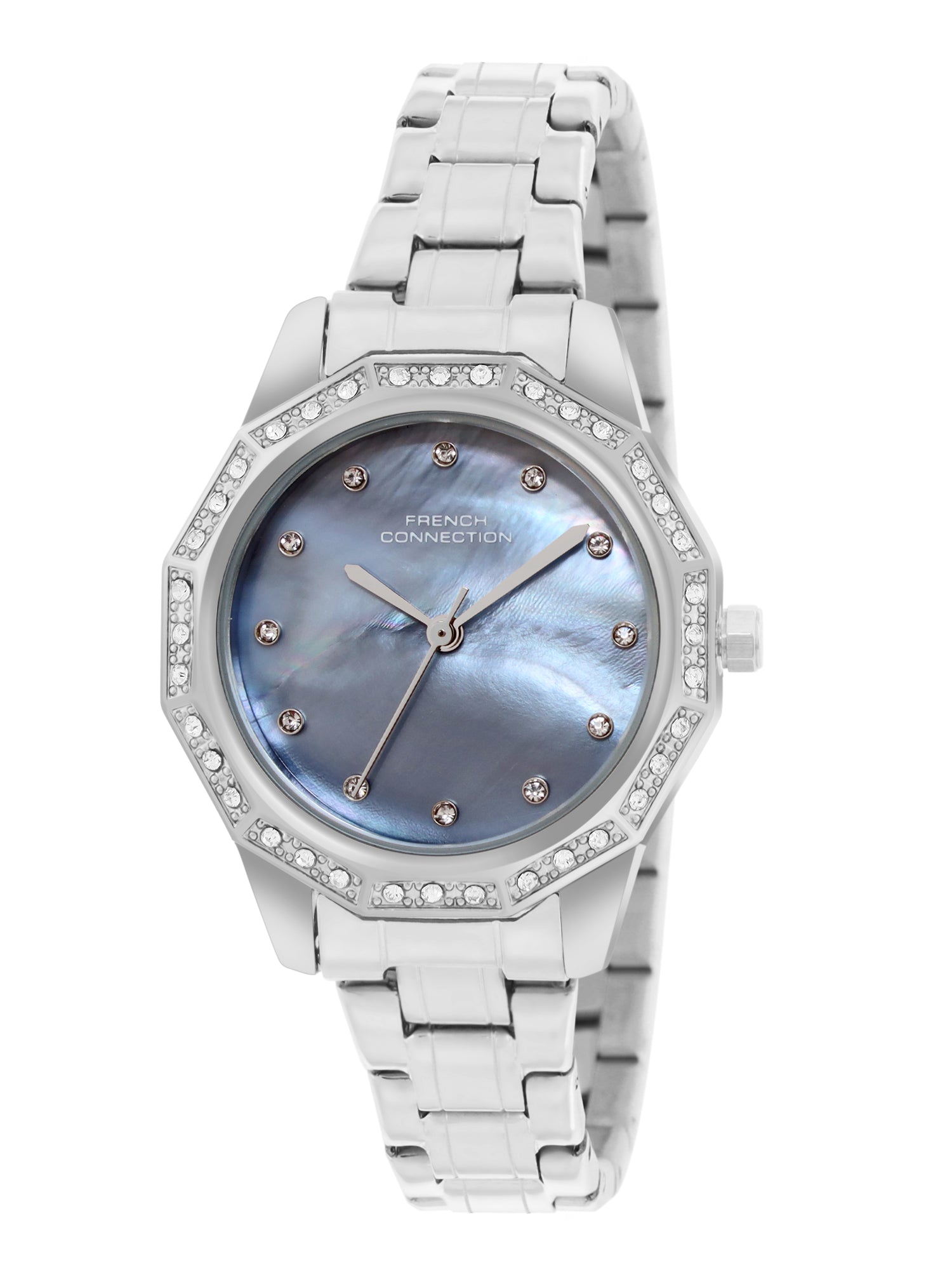 French Connection Mop Blue Round Dial With Stainless Steel Strap Watch - For Womens FCU9USM
