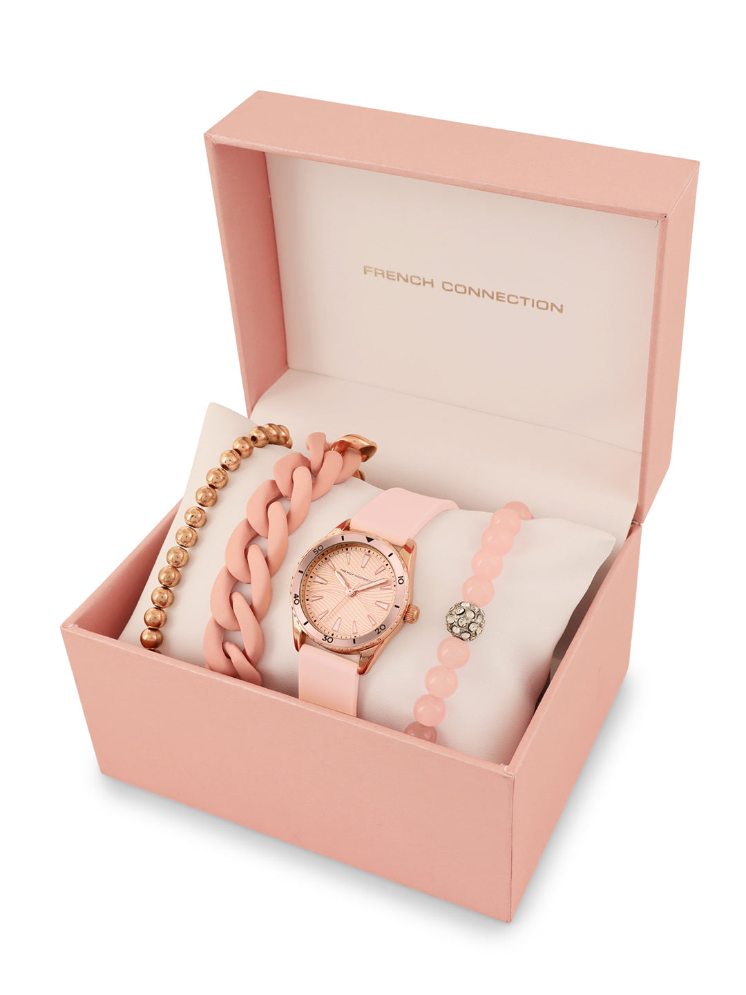 French Connection Rosegold Dial Analog Giftset for Women's - FCW13PL