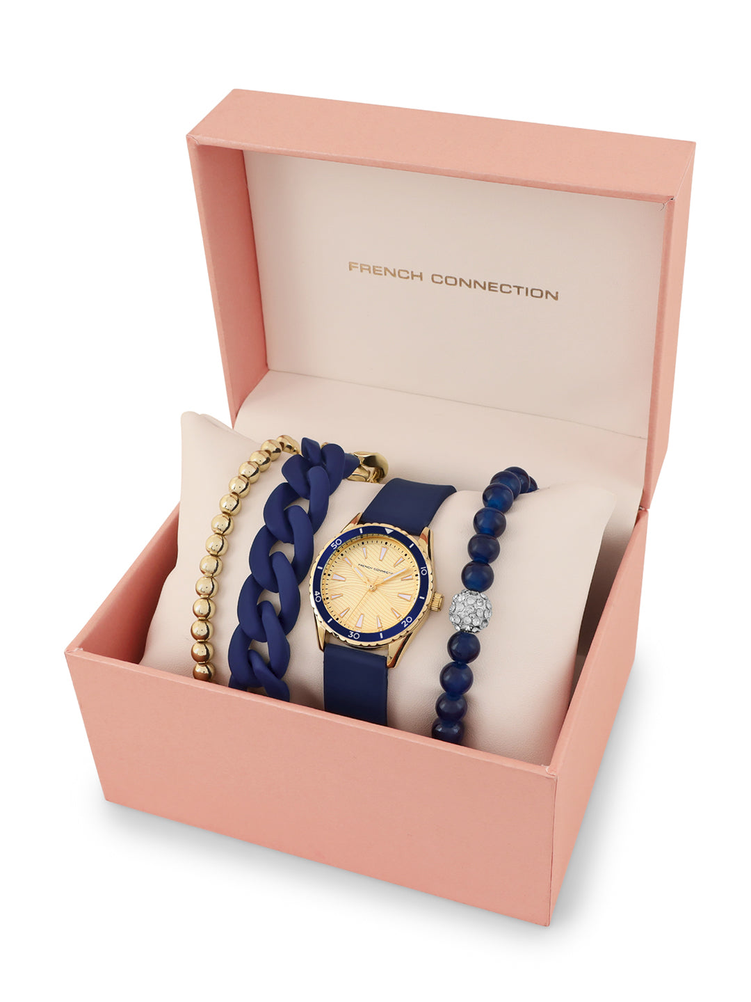 French Connection Gold Dial Analog Giftset for Women's - FCW13UL
