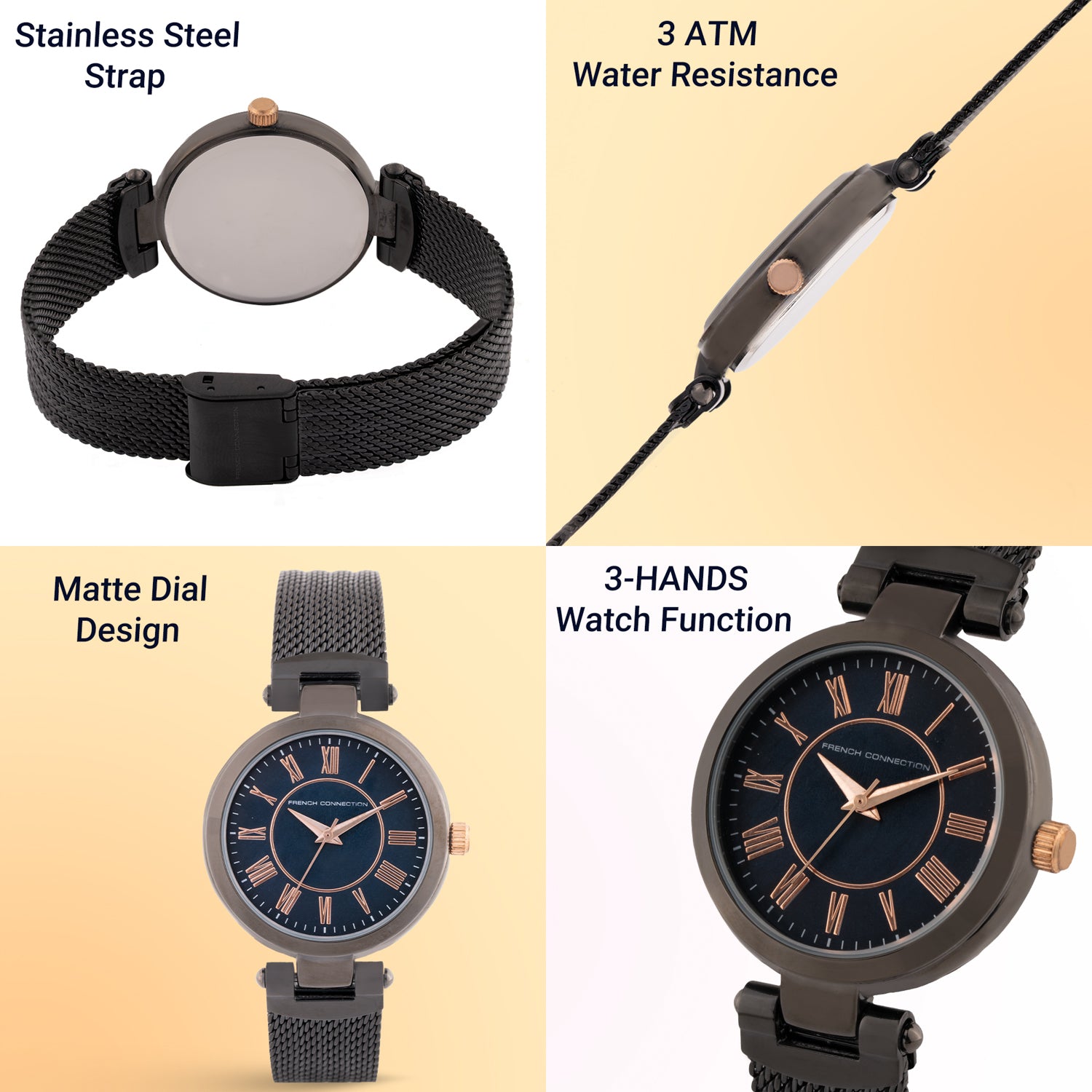 French Connection Analog Black Dial Women's Watch-FCW14BM