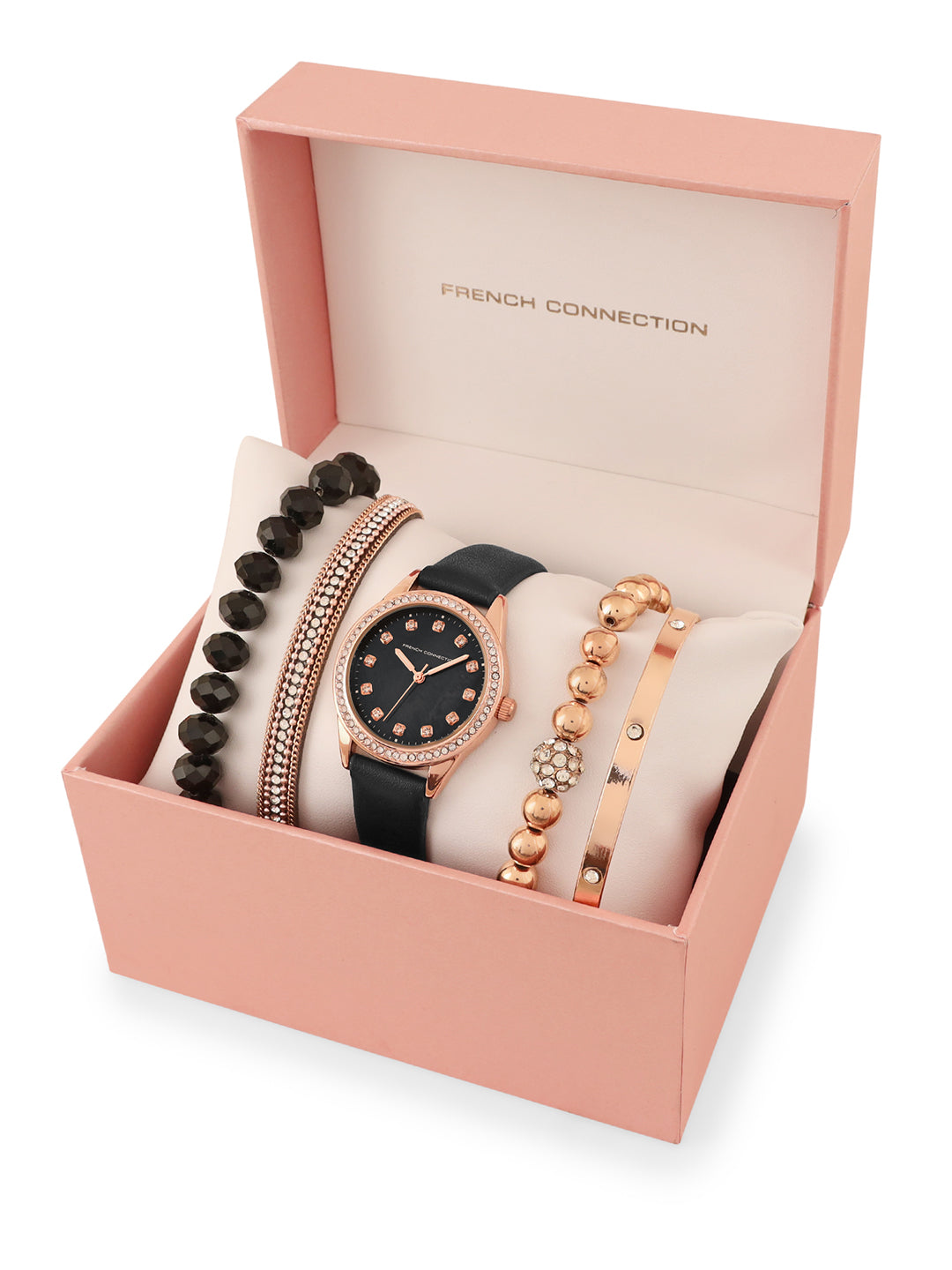 French Connection Black Dial Analog Giftset for Women's - FCW15BBL