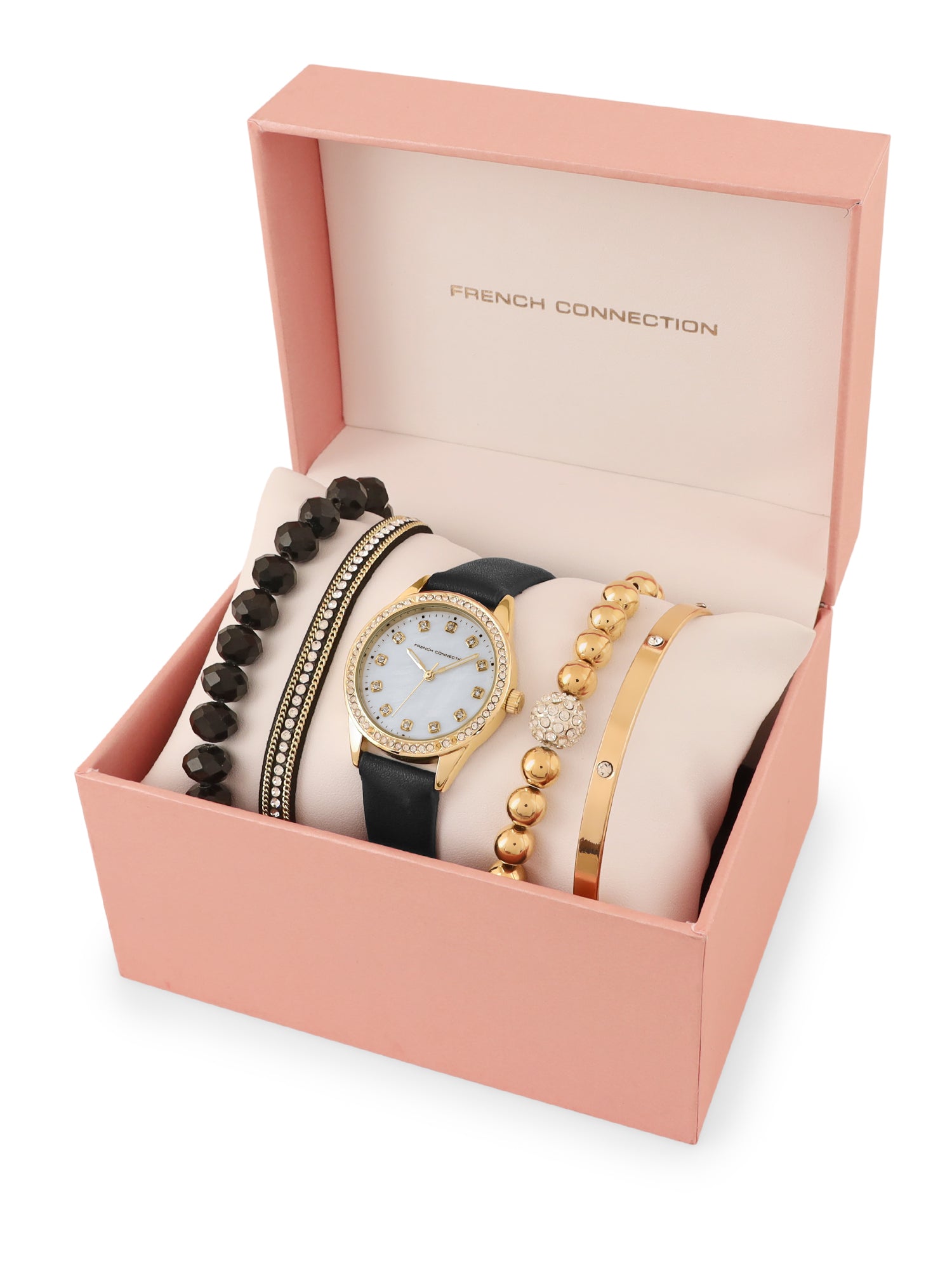 French Connection White Dial Analog Giftset for Women's - FCW15BL