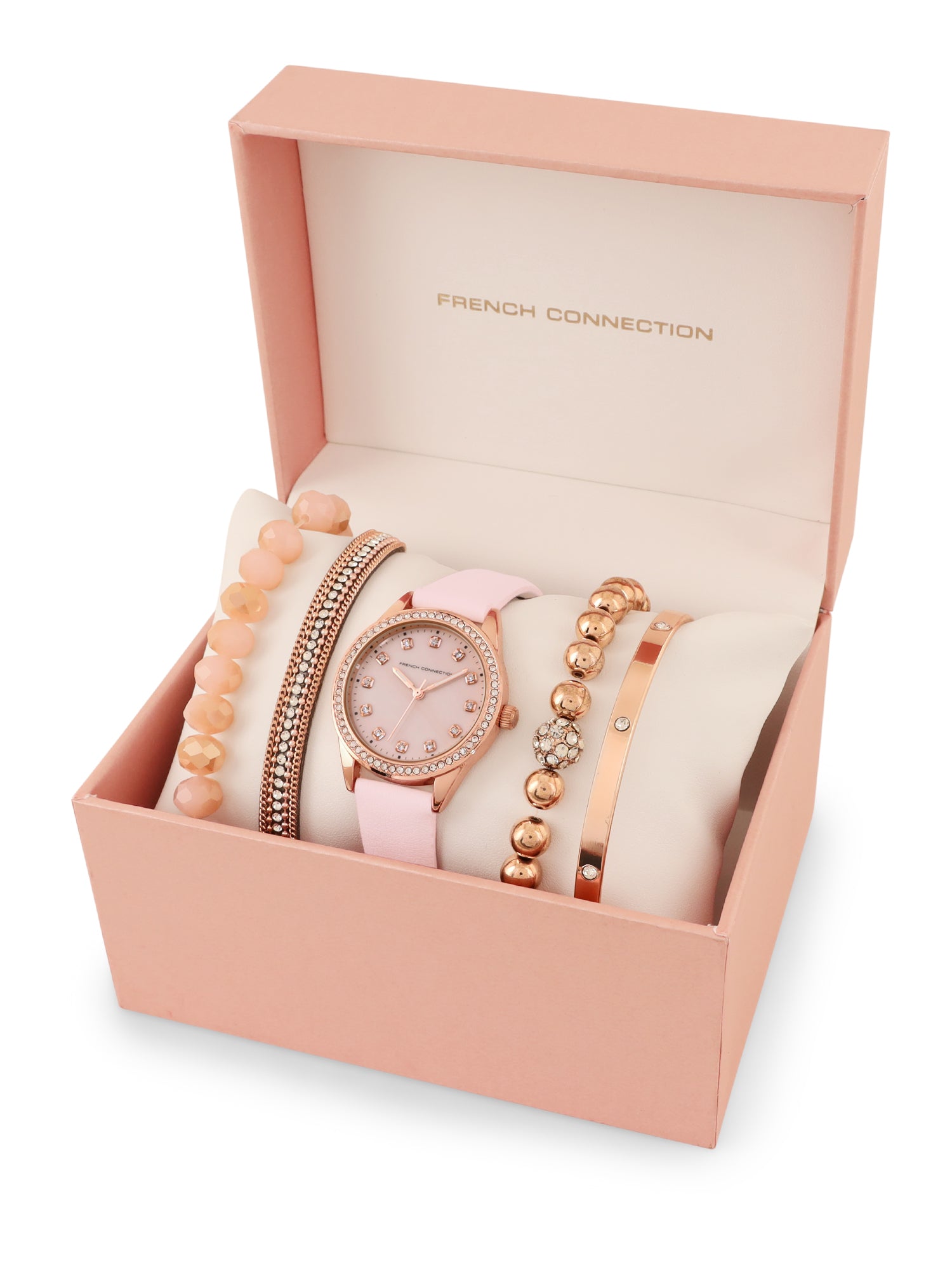 French Connection Pink Dial Analog Giftset for Women's - FCW15PL