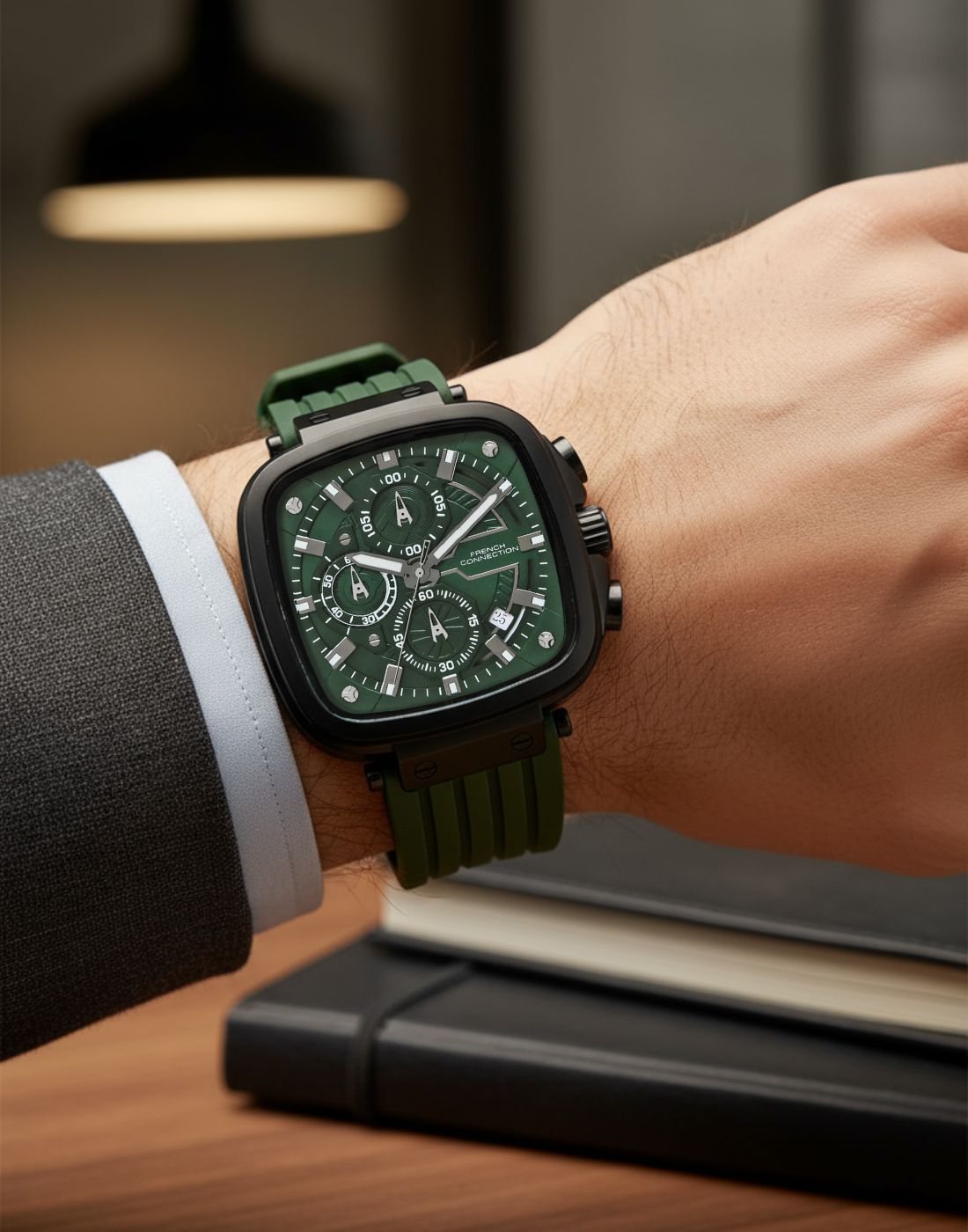 French Connection Green Dial Chronograph Watch for Men's - FCH004NL