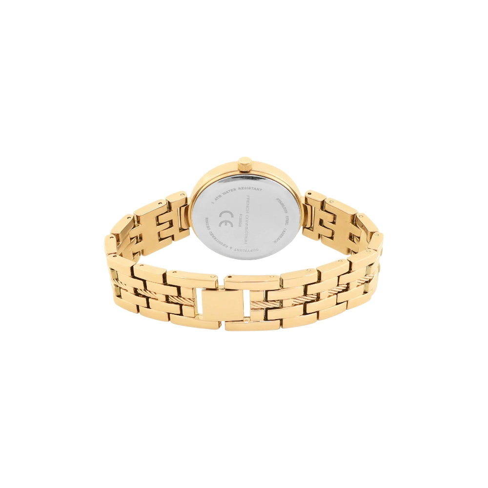 French connection Women Embellished Dial Textured Straps Analogue Watch FCB5GM