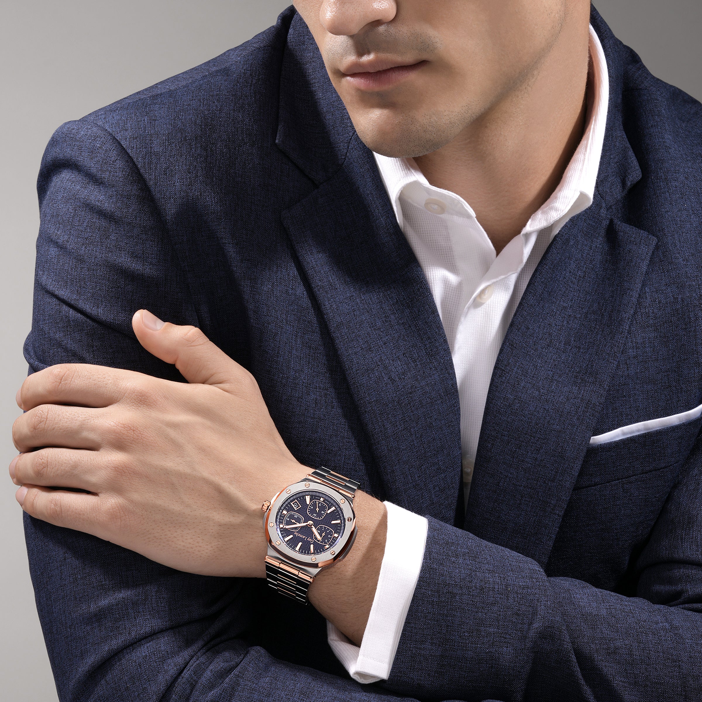 Guy Laroche Charlie Multifunction Blue Round Dial WISS MADE Watch for Men - GLWGG0000309