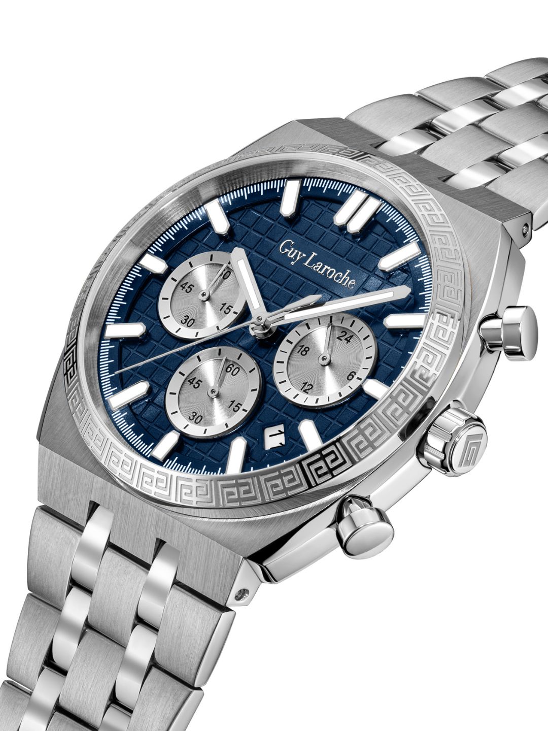 Guy Laroche PAUL Blue Textured Round Dial | Chronograph Watch For Men's | GLWGG0002101