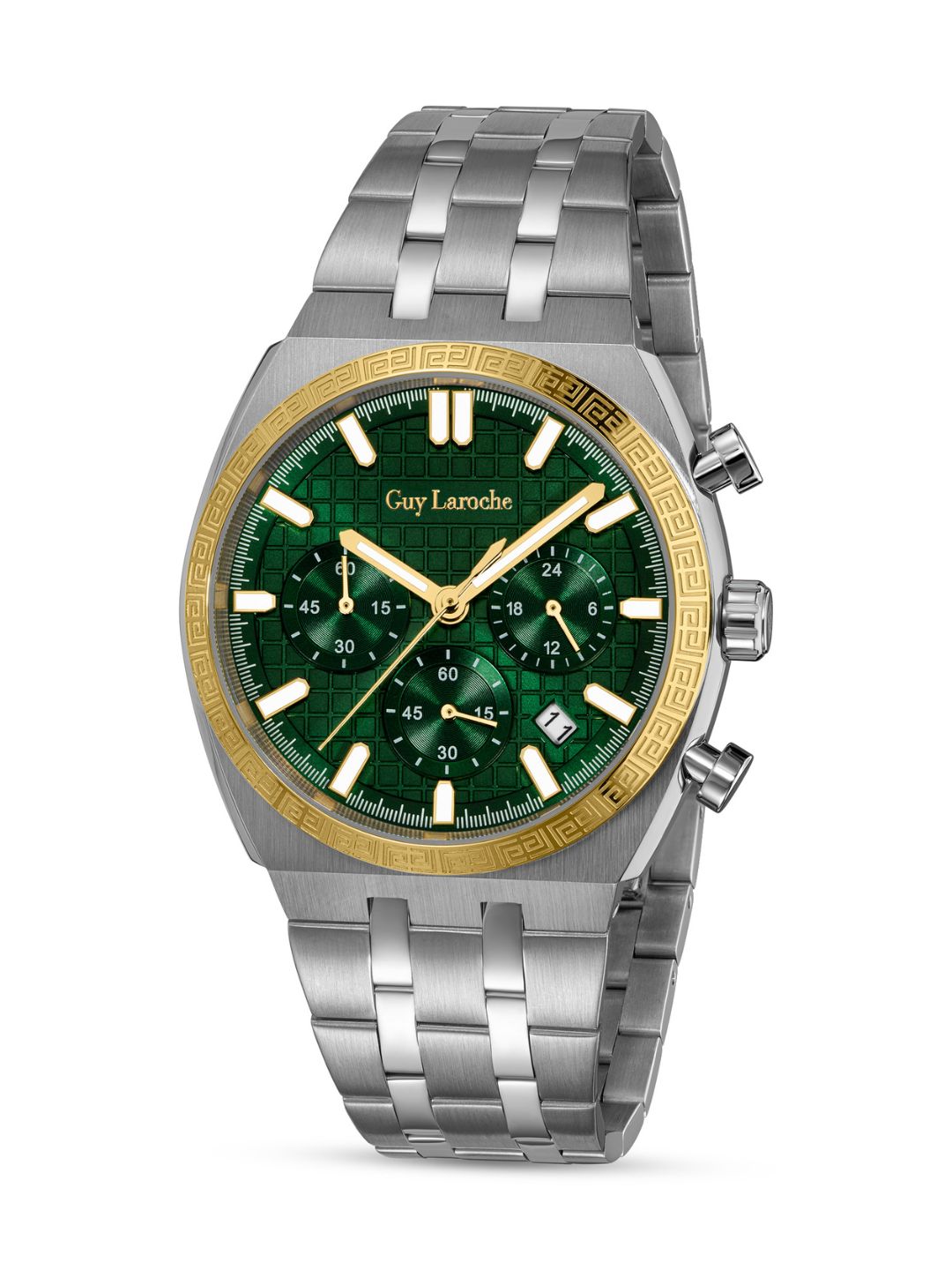 Guy Laroche PAUL Green Textured Round Dial | Chronograph Watch For Men's | GLWGG0002102
