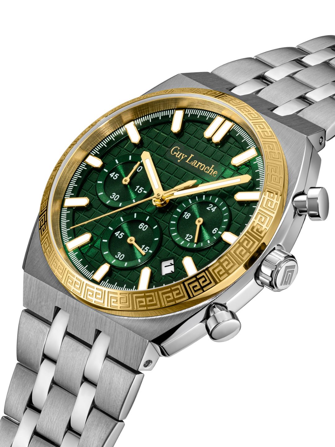 Guy Laroche PAUL Green Textured Round Dial | Chronograph Watch For Men's | GLWGG0002102