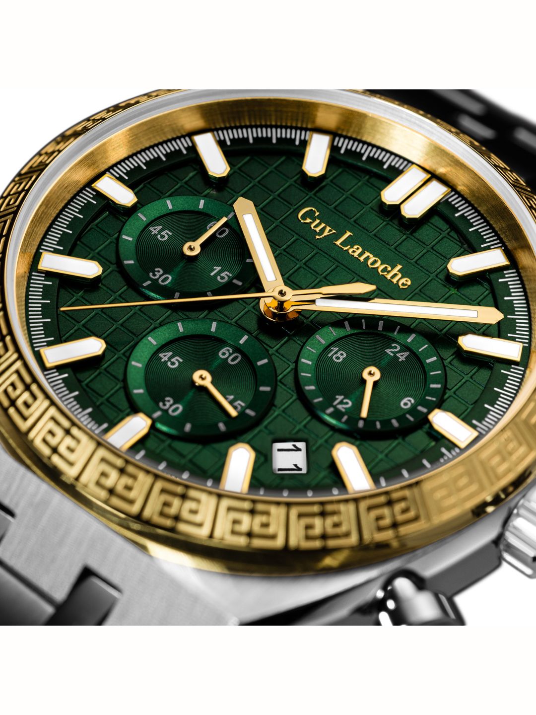 Guy Laroche PAUL Green Textured Round Dial | Chronograph Watch For Men's | GLWGG0002102