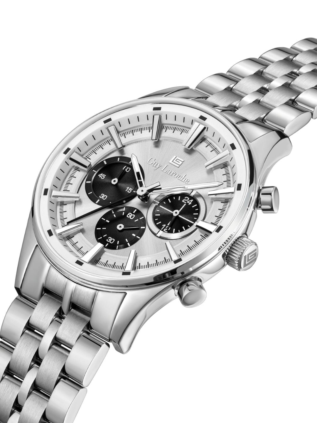 Guy Laroche RICHARD Silver White Round Dial | Chronograph Watch For Men's | GLWGG0003701