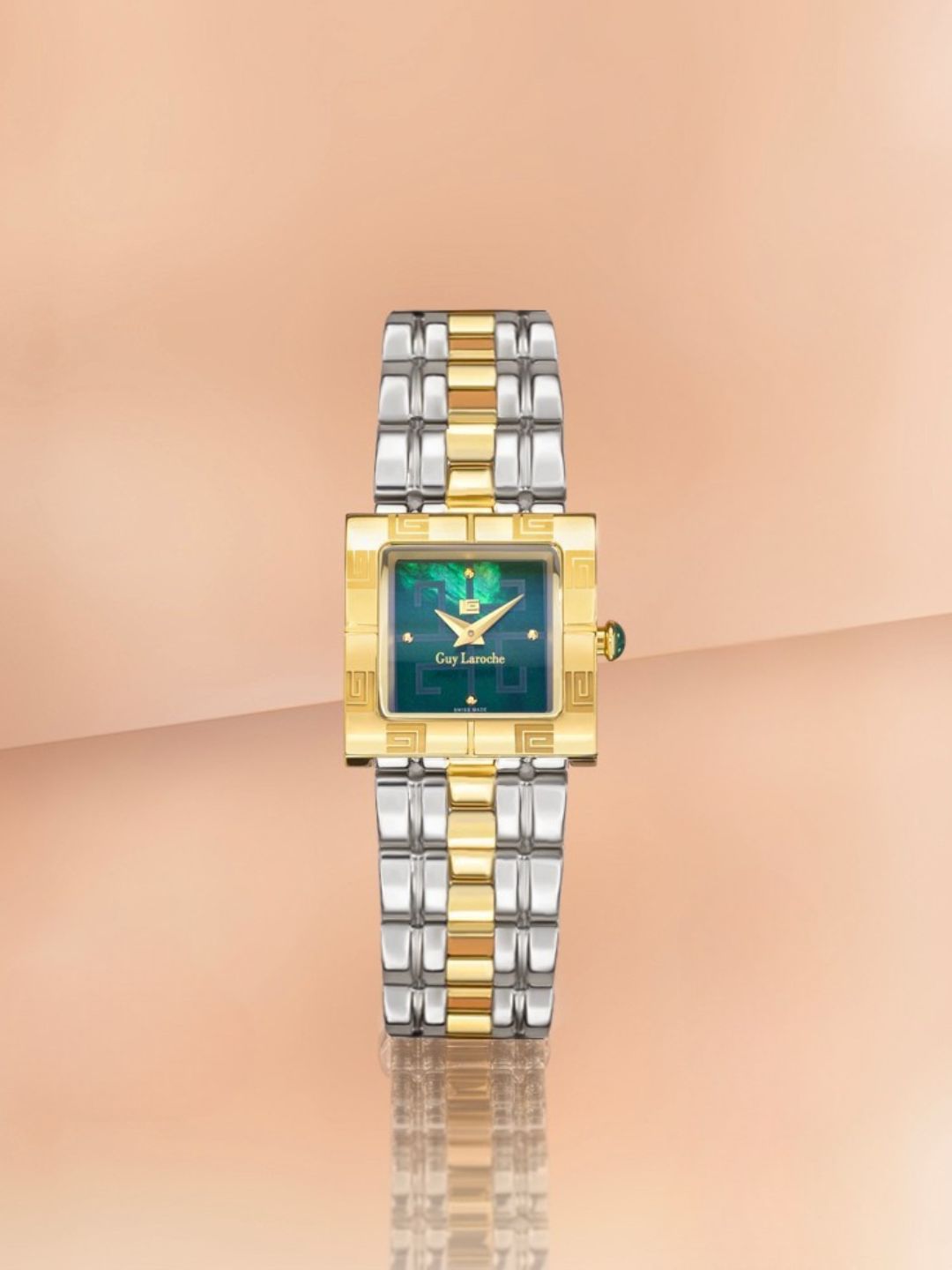 Guy Laroche Camille 2 Hands Square Green Dial MOP SWISS MADE Watch for Women - GLWLG0000211