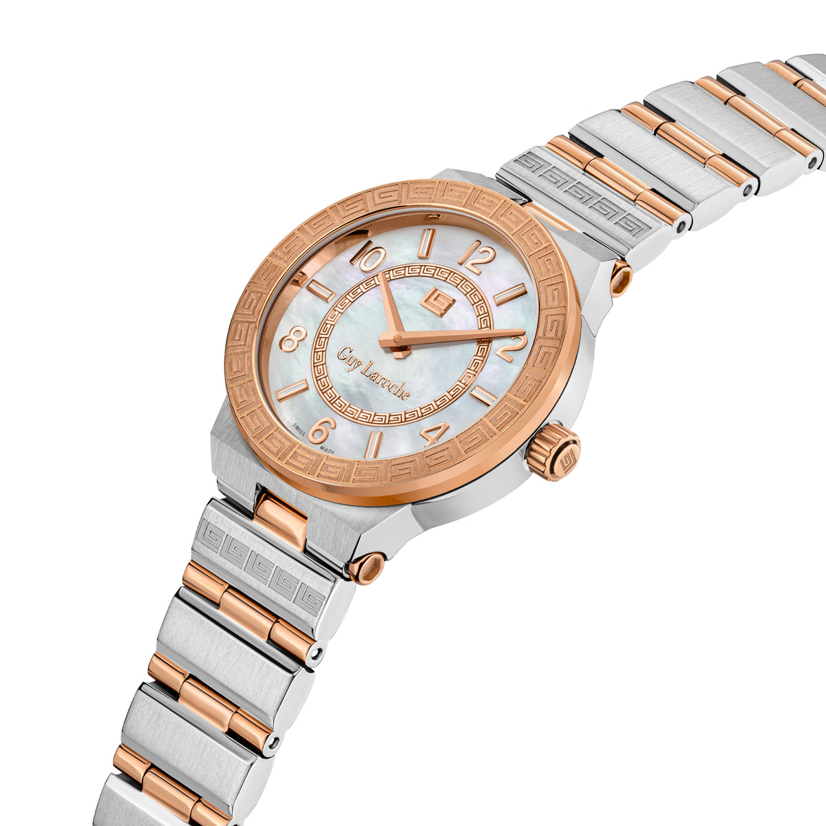 Guy Laroche Sacha 2 Hands Brown Dial White MOP Watch for Women - GLWLG0000426