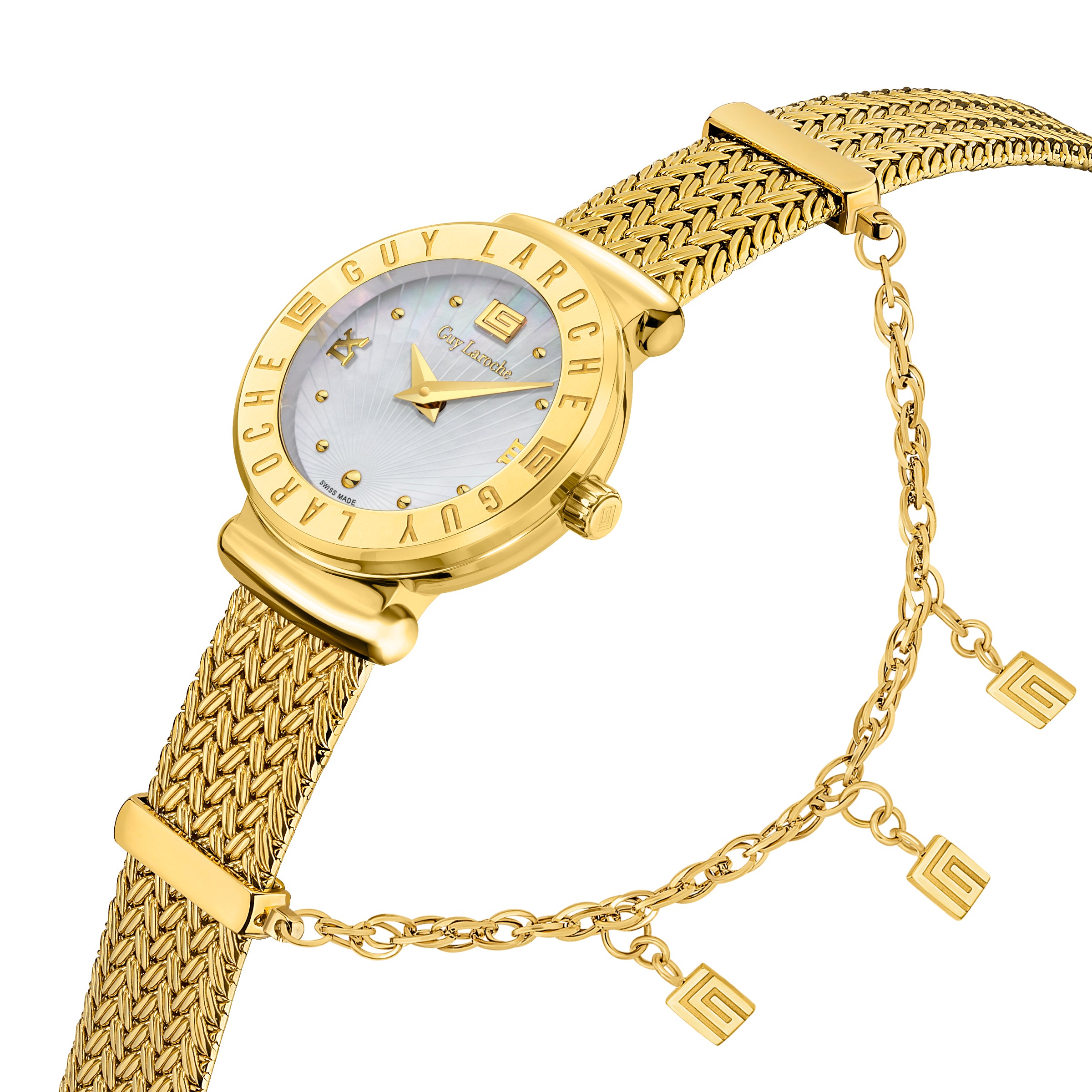Guy Laroche Betty 2 Hands Round Dial White MOP Bracelet Watch for women - GLWLG0000916