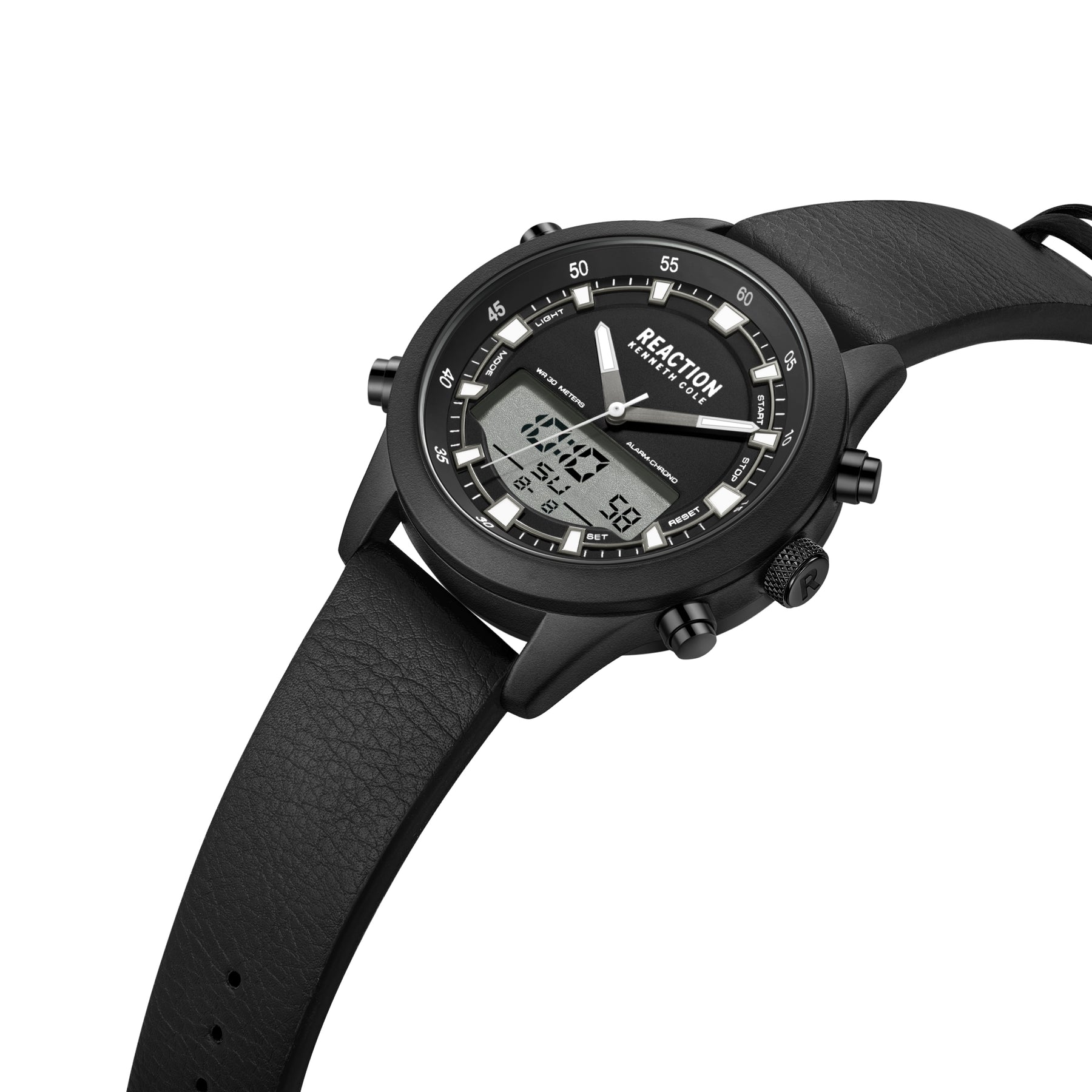 Kenneth Cole Reaction ANA-DIGIT Black Black Synthetic Leather Strap Casual Watch for Men's - KRWGD9005302