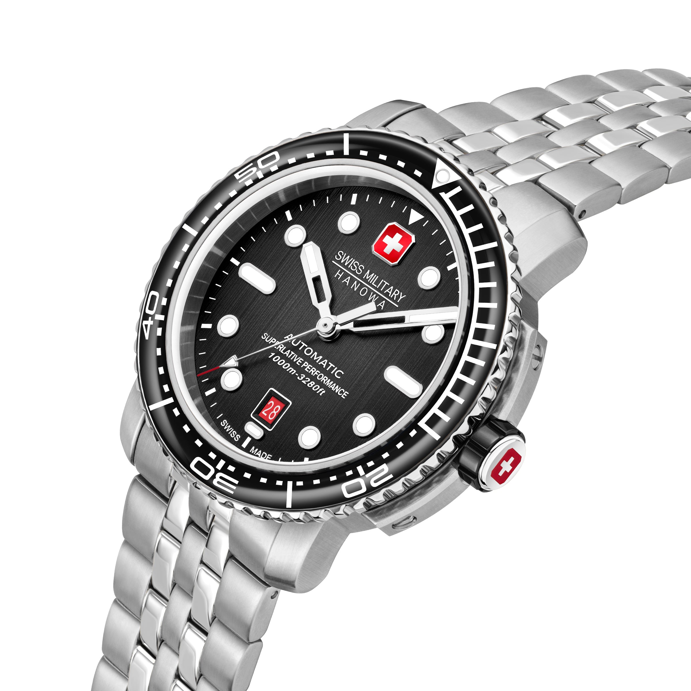 Swiss Military Hanowa MAITRE PLONGEUR SMWGL0002001-SET - swiss made Round Black Automatic - Watch for men with set of interchangeable bracelet and strap
