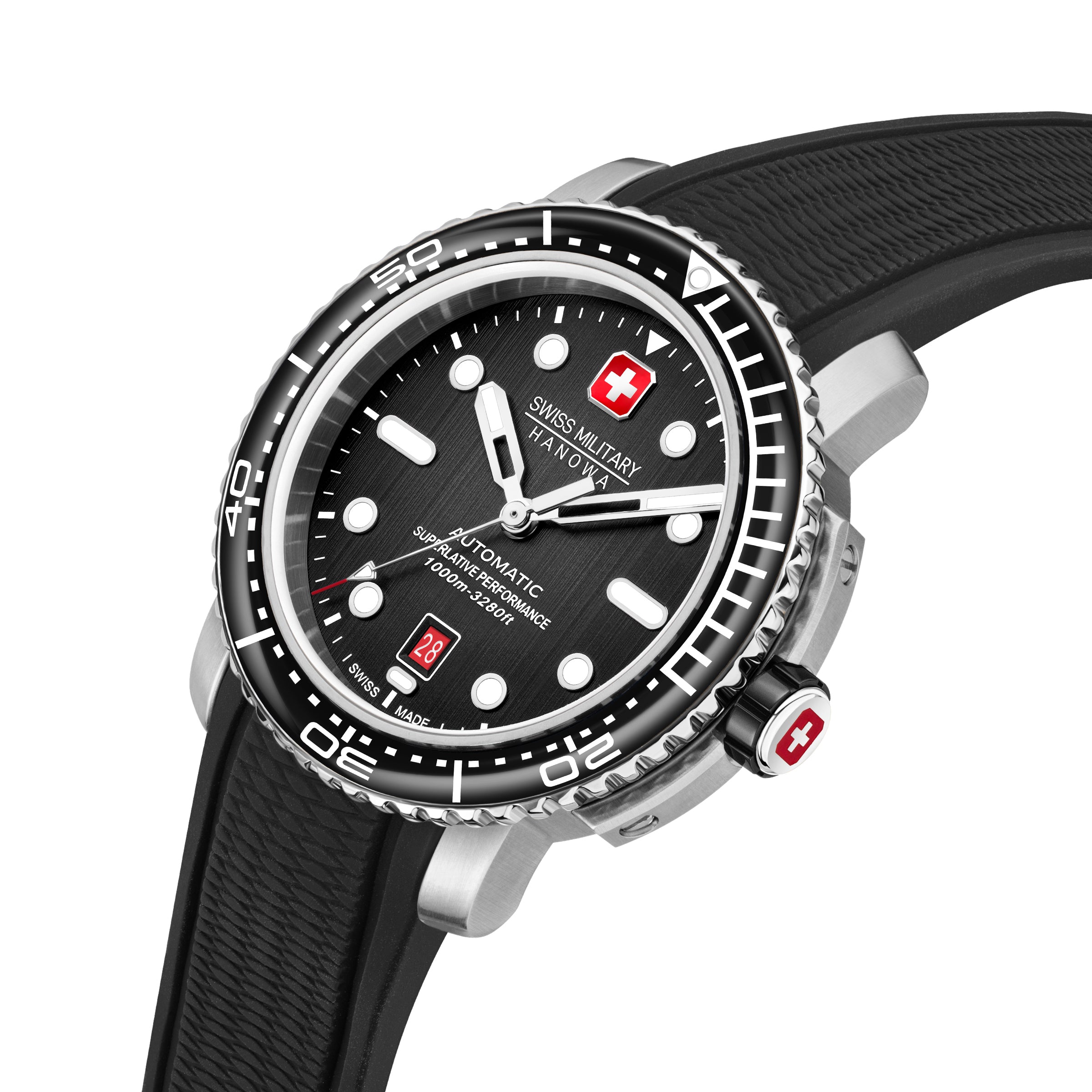 Swiss Military Hanowa MAITRE PLONGEUR SMWGL0002001-SET - swiss made Round Black Automatic - Watch for men with set of interchangeable bracelet and strap