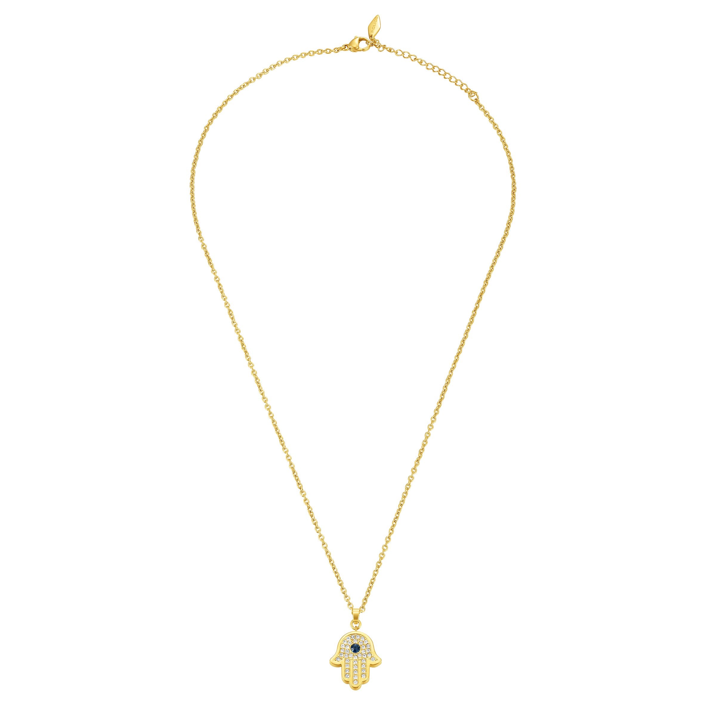 Police Vision Fatima White & Aqua Crystal Gold Plated Necklace For Women - PEJLN0003901