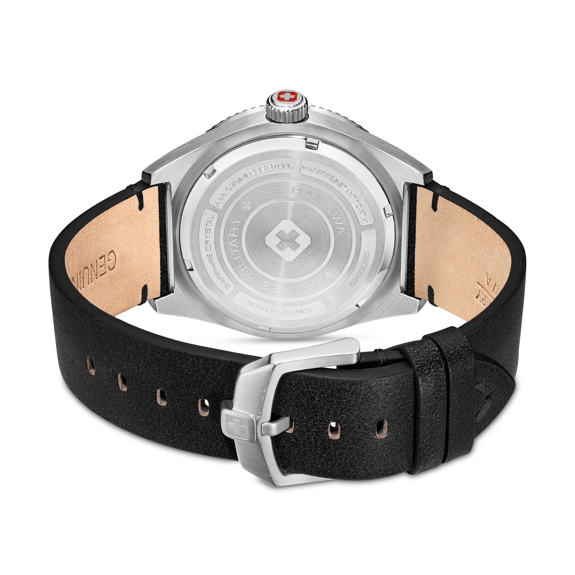 SMWGB0004901-SET Swiss Made Men's Watch with Black Dial & Black Genuine Leather Strap