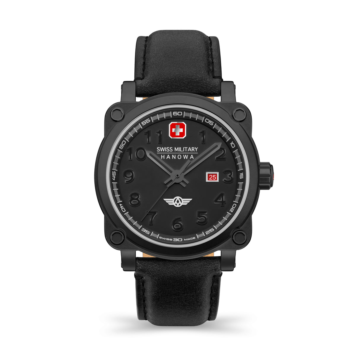 SMWGB2101330 Men's Quartz Watch with Black Dial & Black Genuine Leather Strap