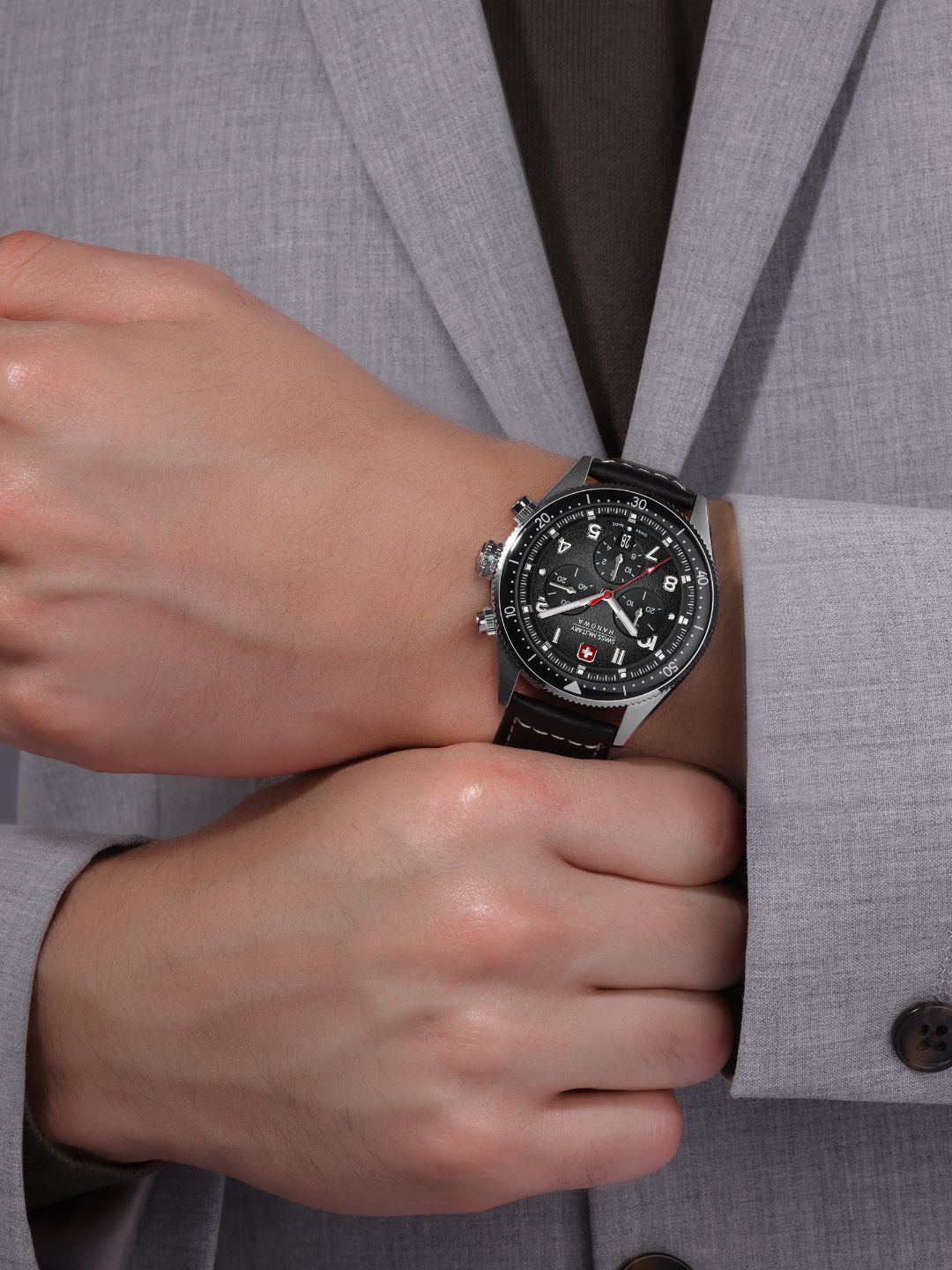 Swiss Military Hanowa SMWGC0003801 AFTERBURN CHRONO - Swiss Made Round Black Chronograph - Watch for men