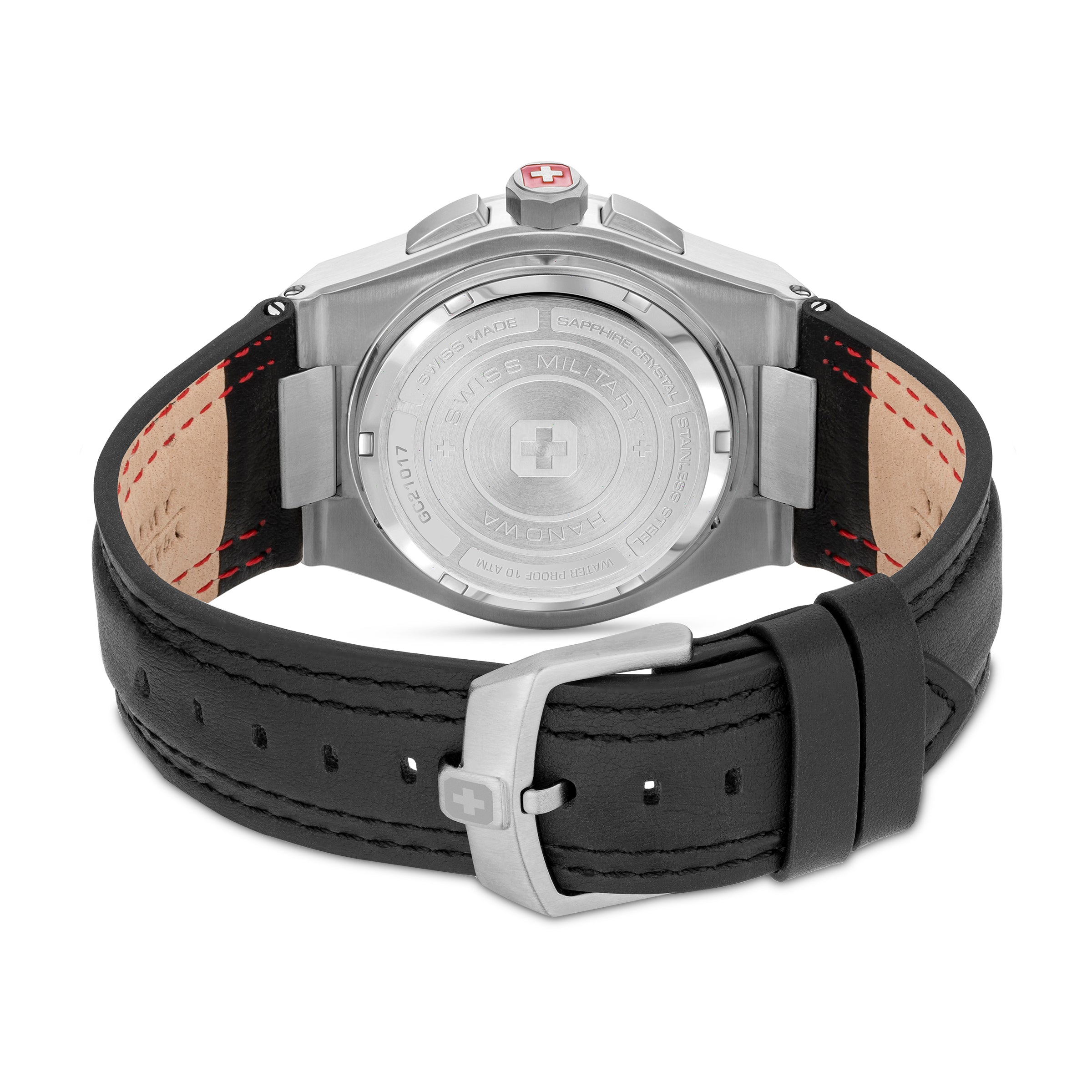 SMWGC2101701 Men's Quartz Chronograph Watch with Silver Dial & Black Genuine Leather Strap