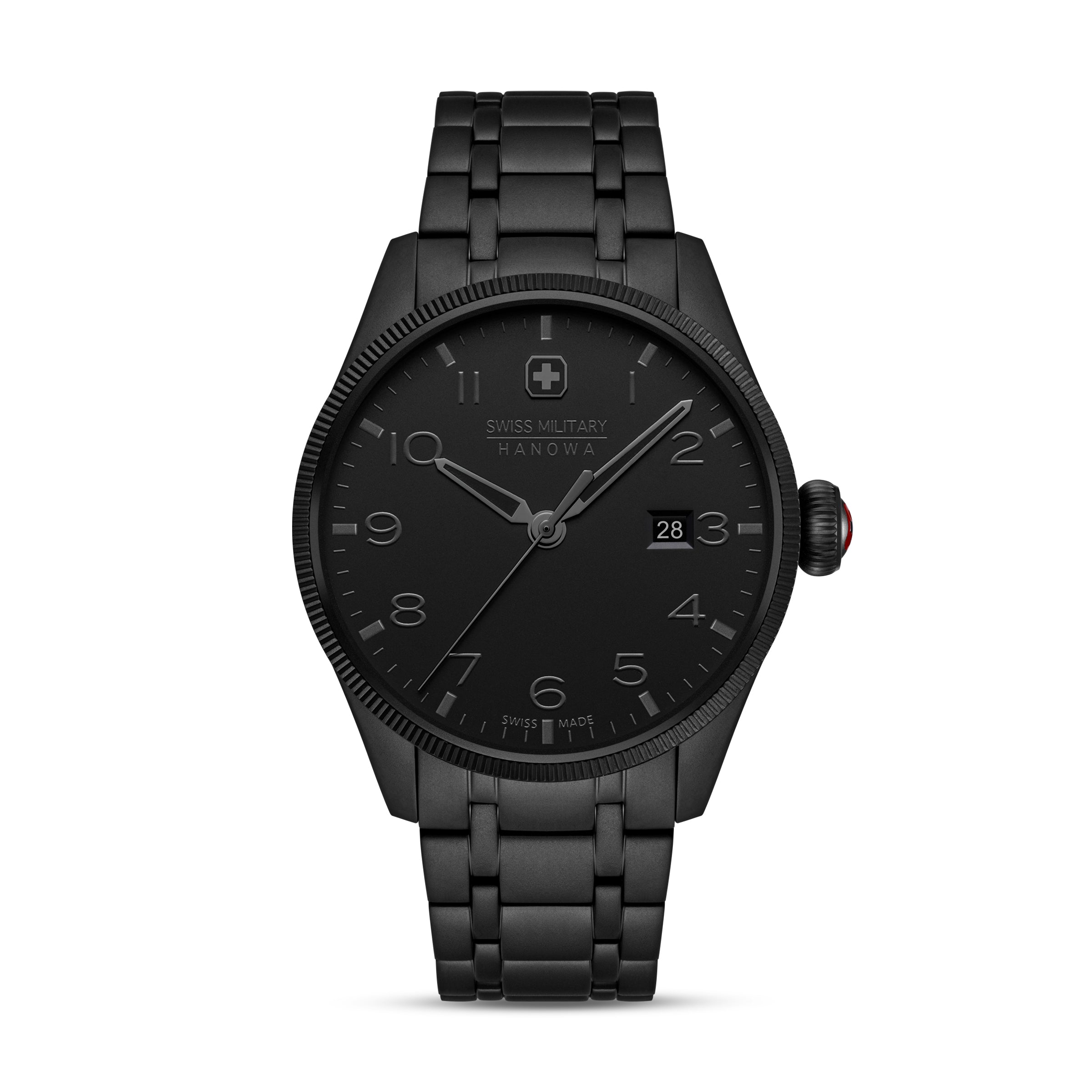 Swiss Military Hanowa Thunderbolt Stealth Round Dial Analogue Swiss Made Watch For Mens-SMWGH0000830